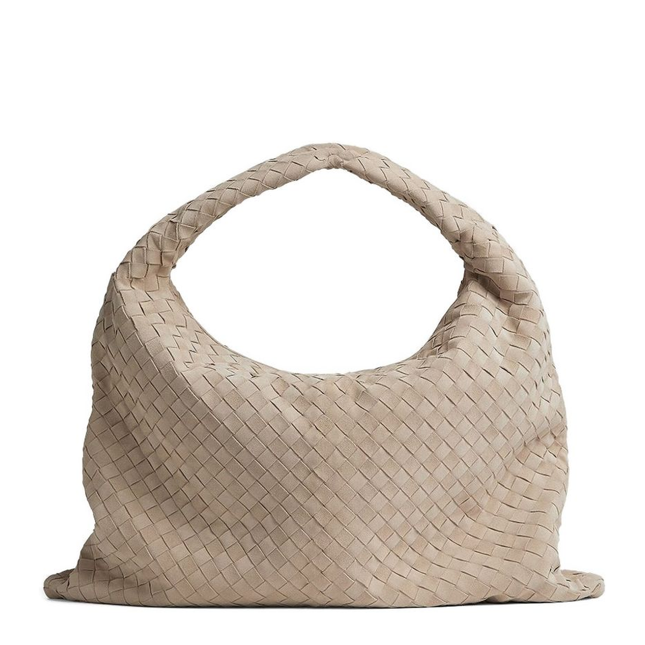 Hop Large Calfskin Shoulder Bag Beige