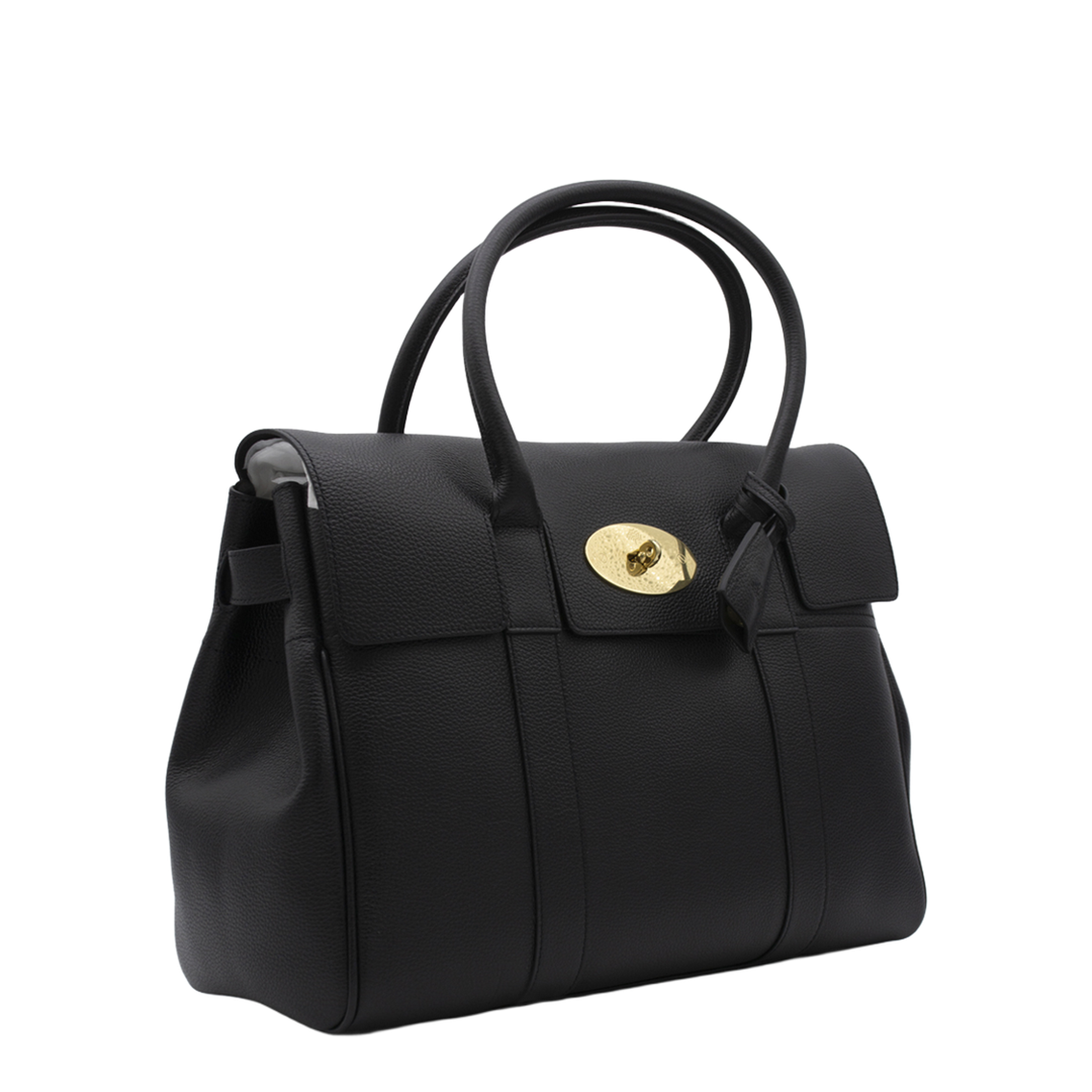 Bayswater Small Grain Leather Handbag - Black