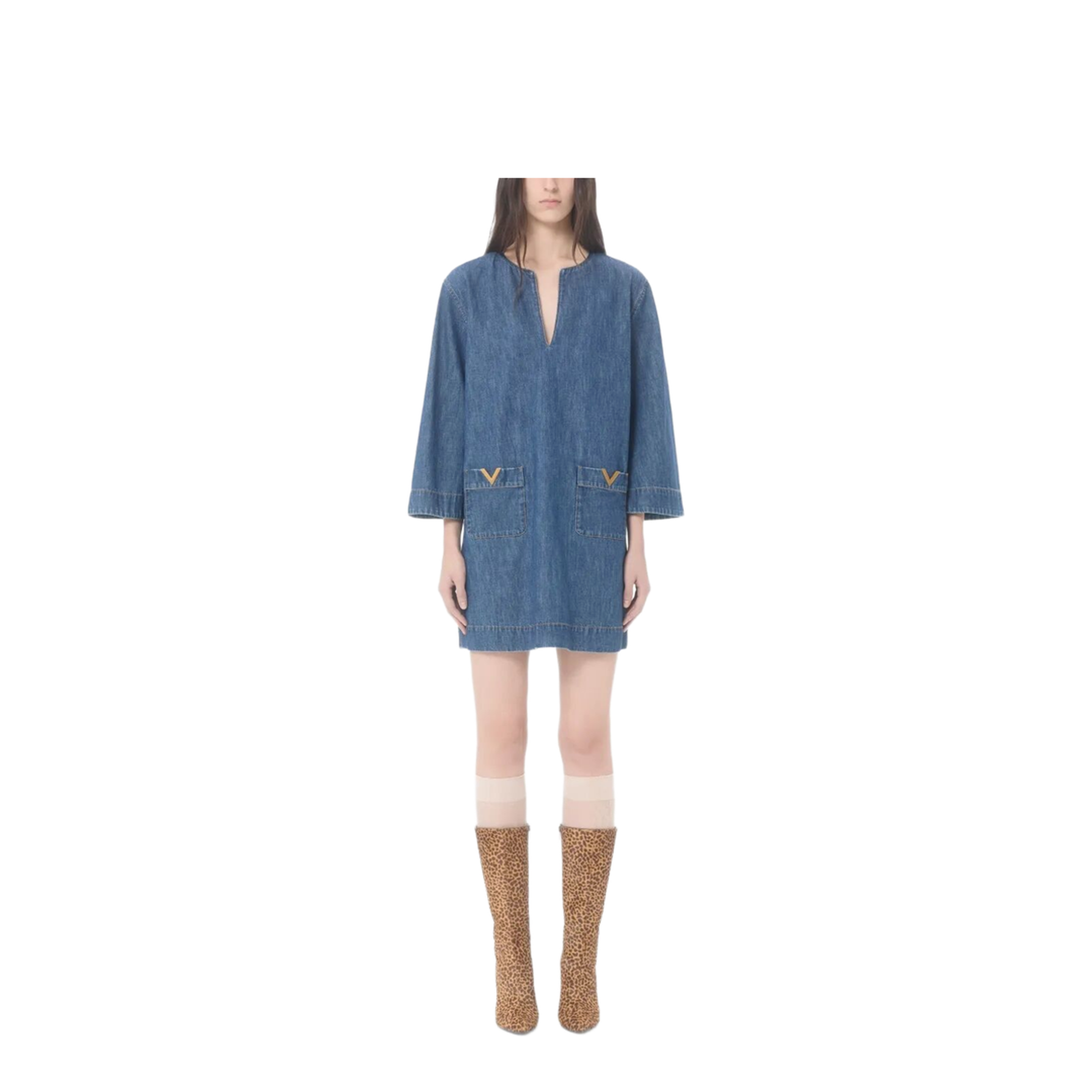 Vlogo Signature Denim Short Dress