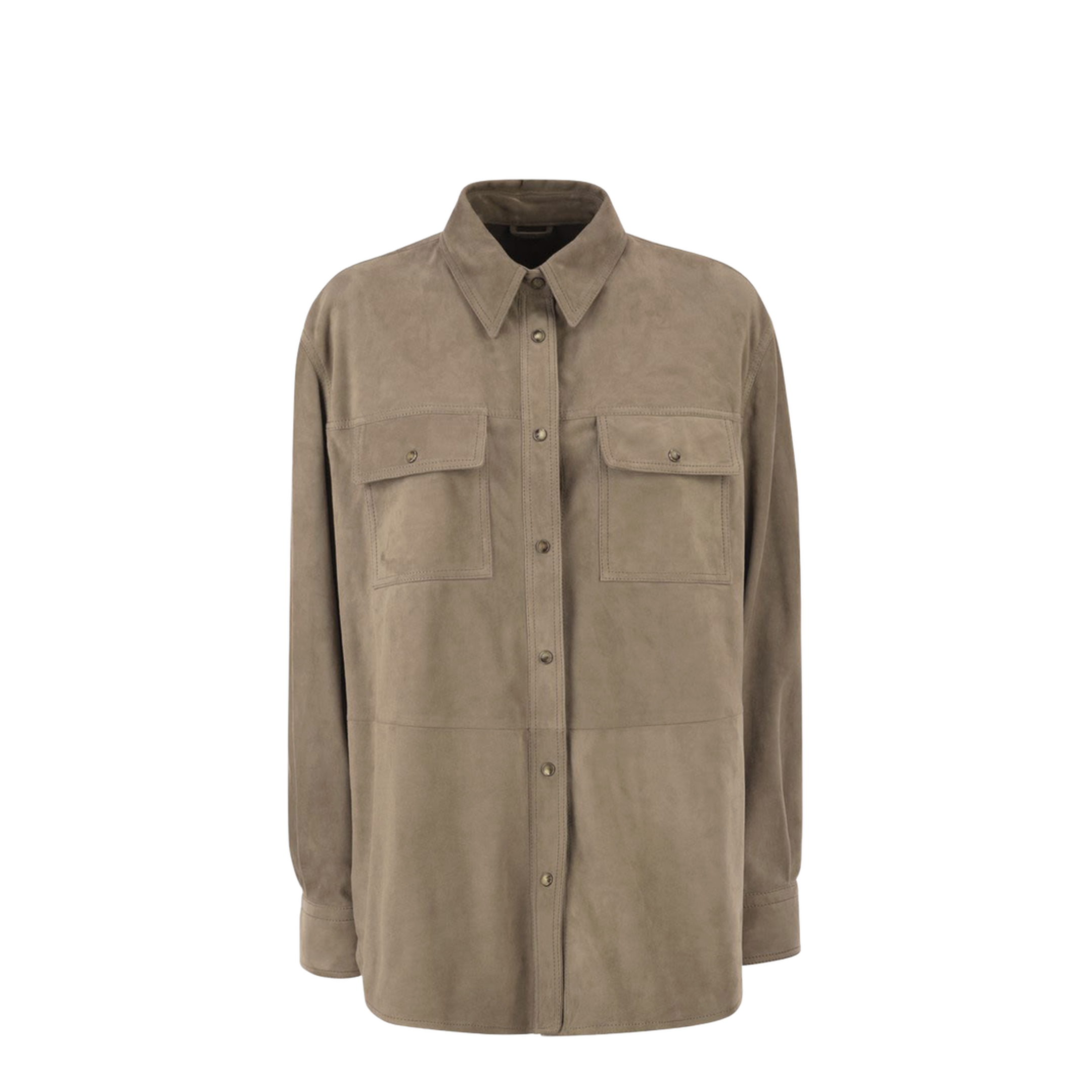 Suede Overshirt with Patch Pockets