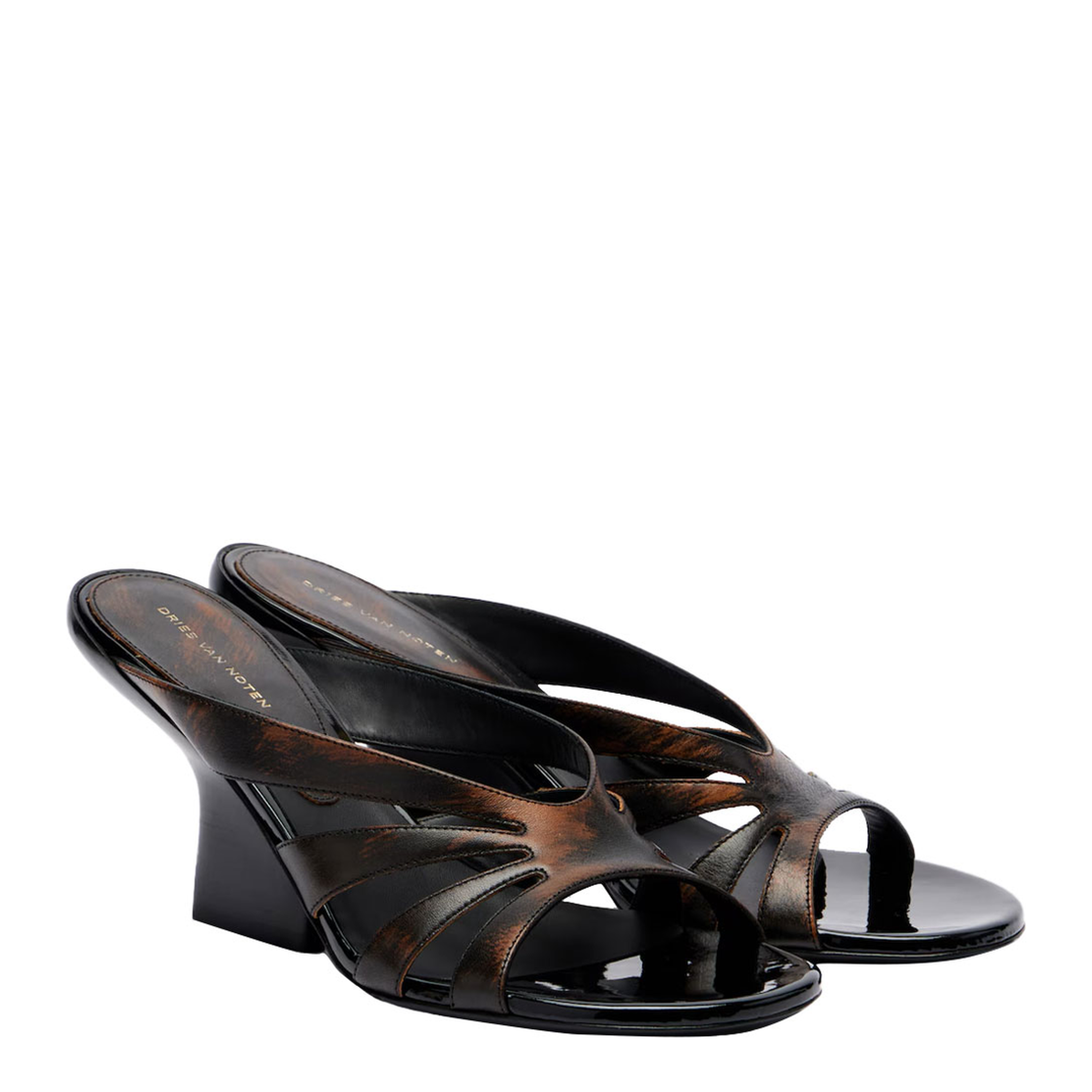 MAYFEYR - Dries Van Noten - Distressed-Effect Leather Wedge Mule - 0117990107712