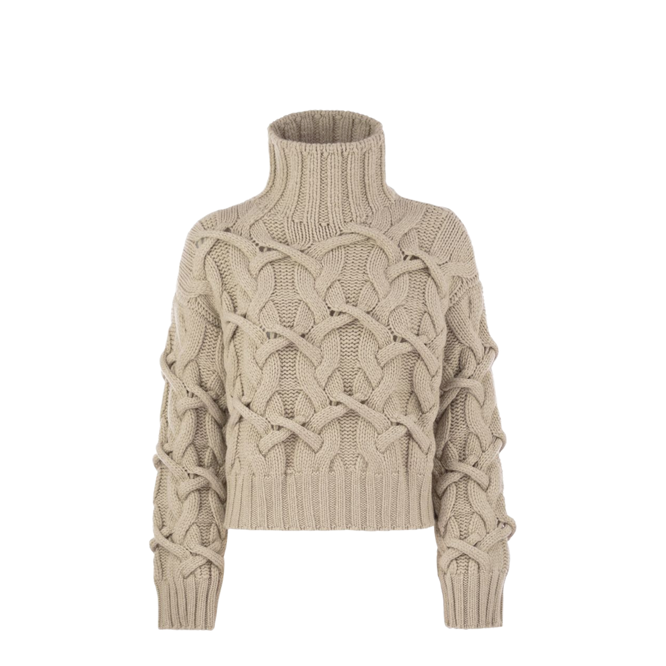 Braided Cashmere Cropped Sweater - Beige