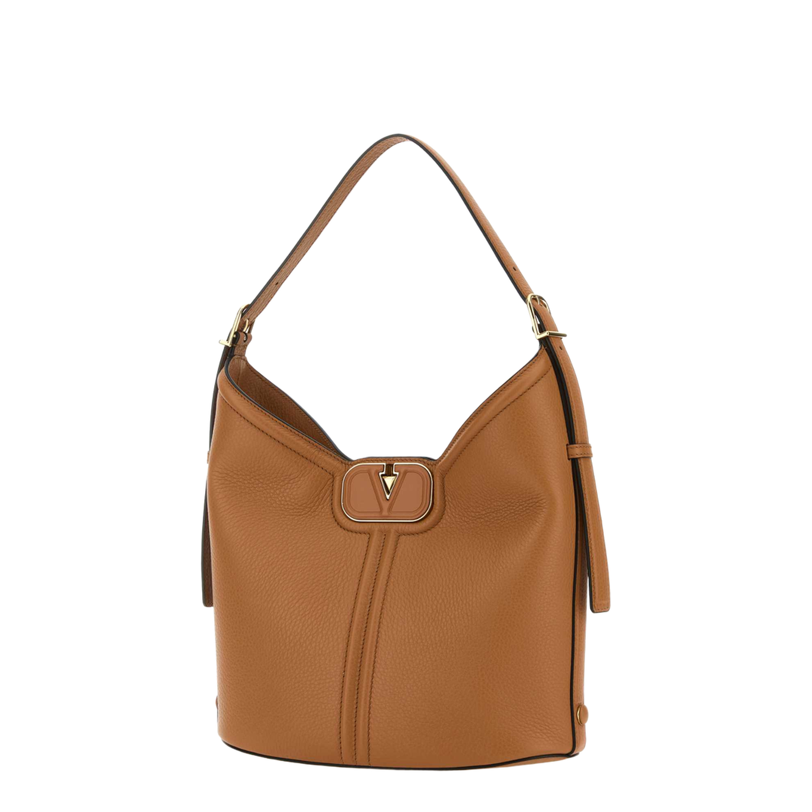 Camel Leather Vlogo Handbag