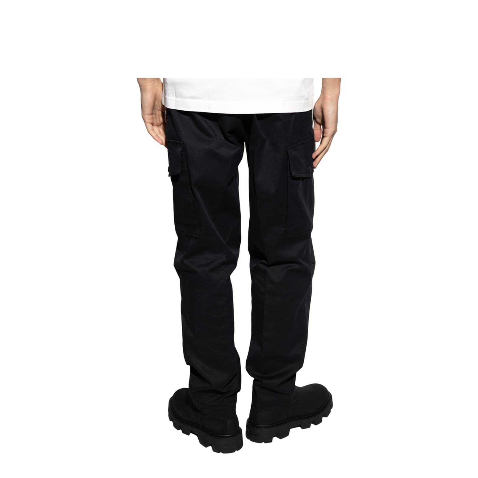 Black Cotton Gabardine Cargo Trousers
