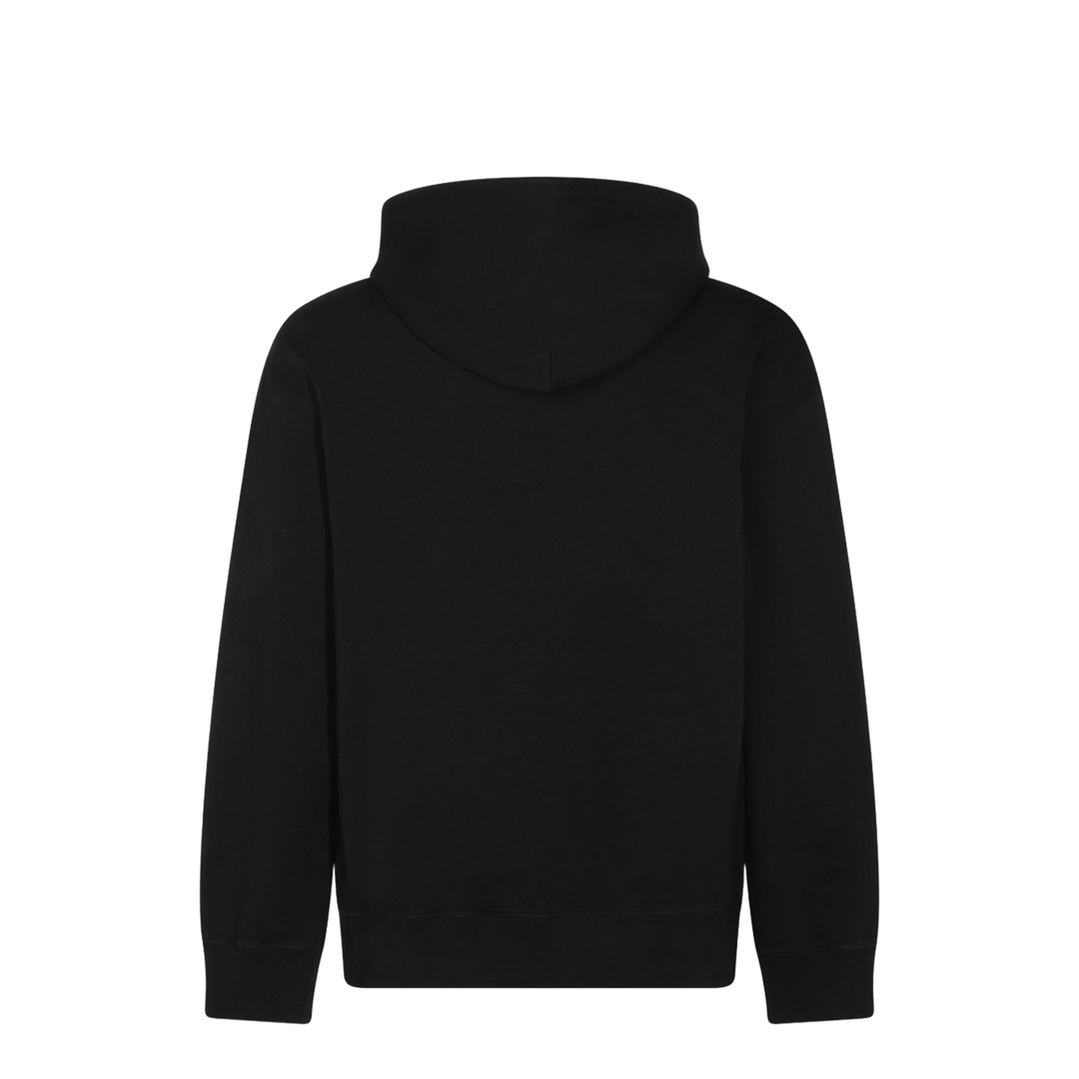 Black Front Pouch Pocket Adjustable Drawstring Hood Ribbed Cuffs Logo Patch Detailing