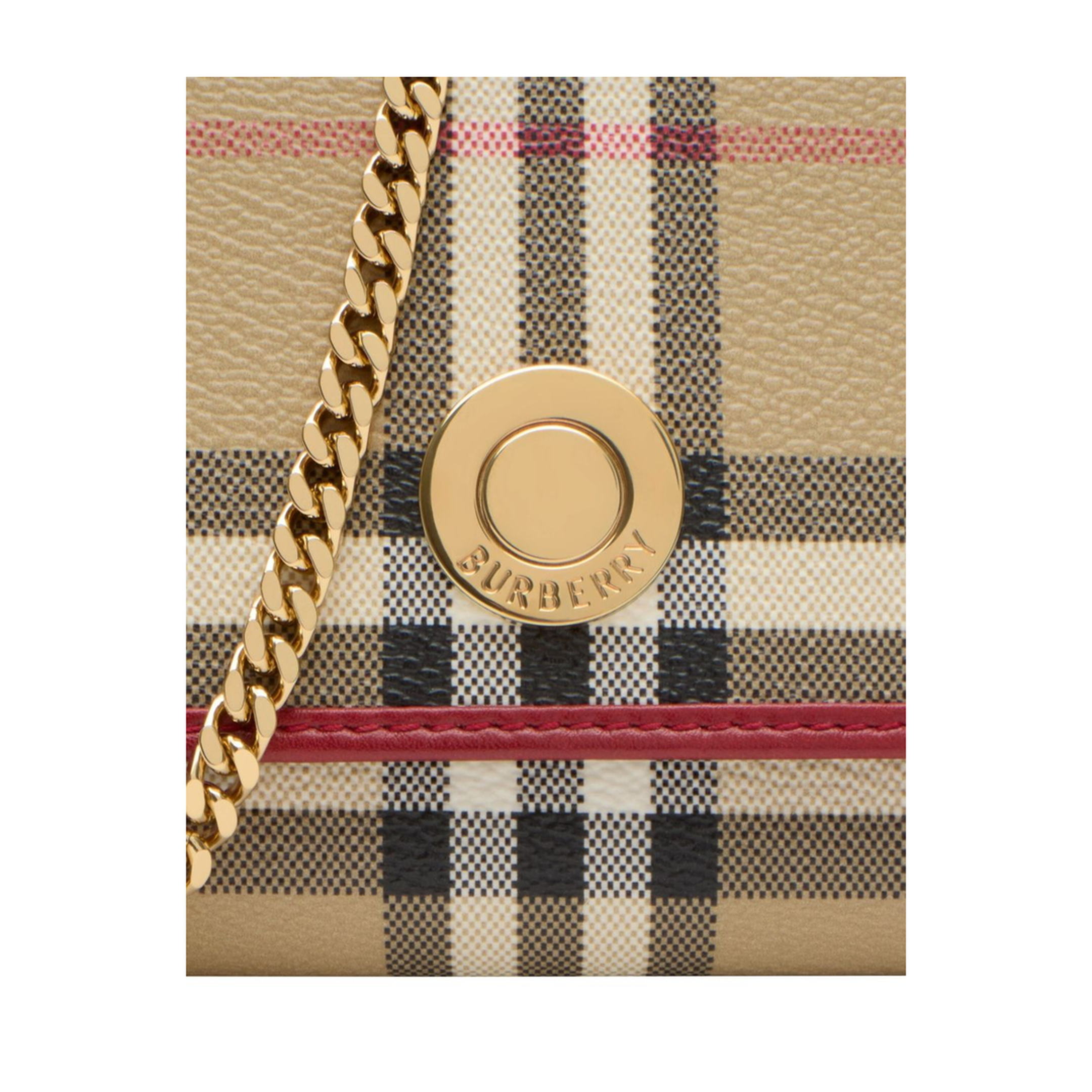 Check Pattern Chain Wallet - Beige