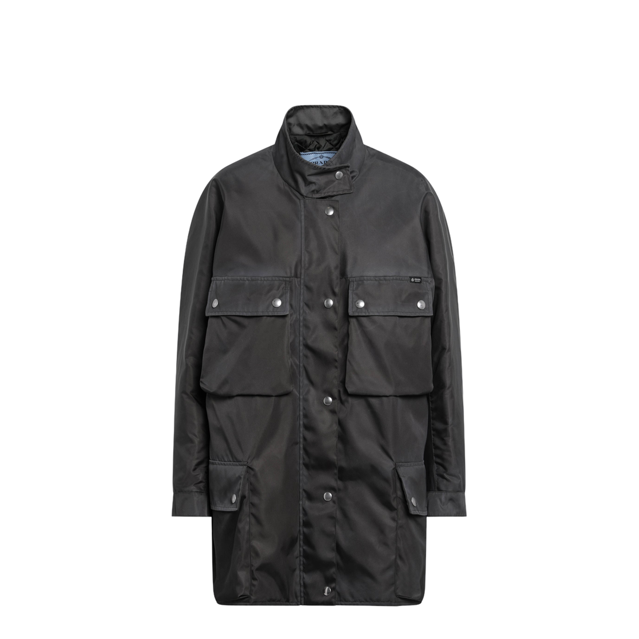 Lead-colored Washed Re-Nylon Raincoat