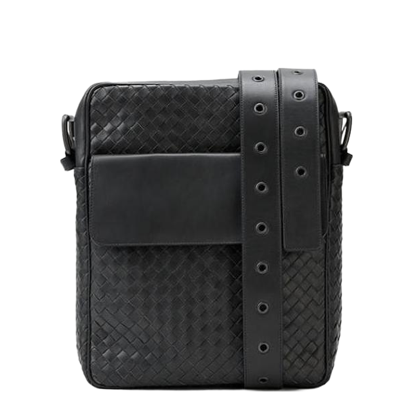 Intrecciato Leather Shoulder Bags - Black