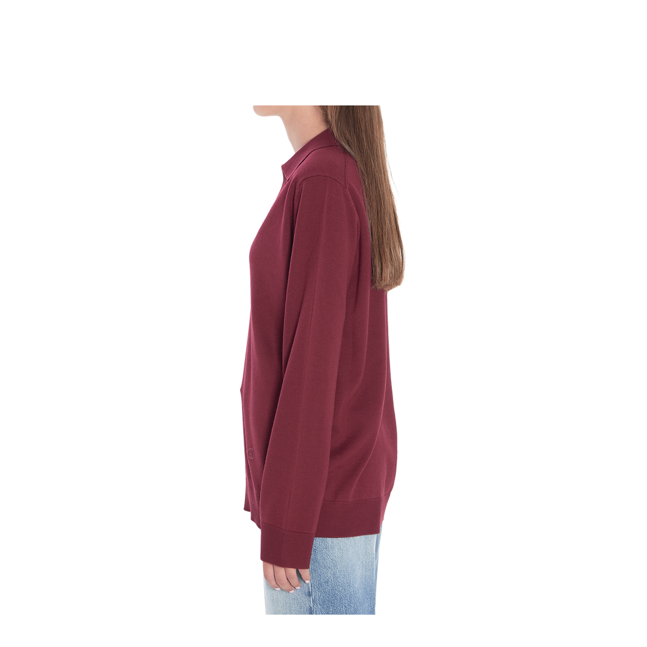 Extra Fine Wool Polo Top in Rosso Ancora Red