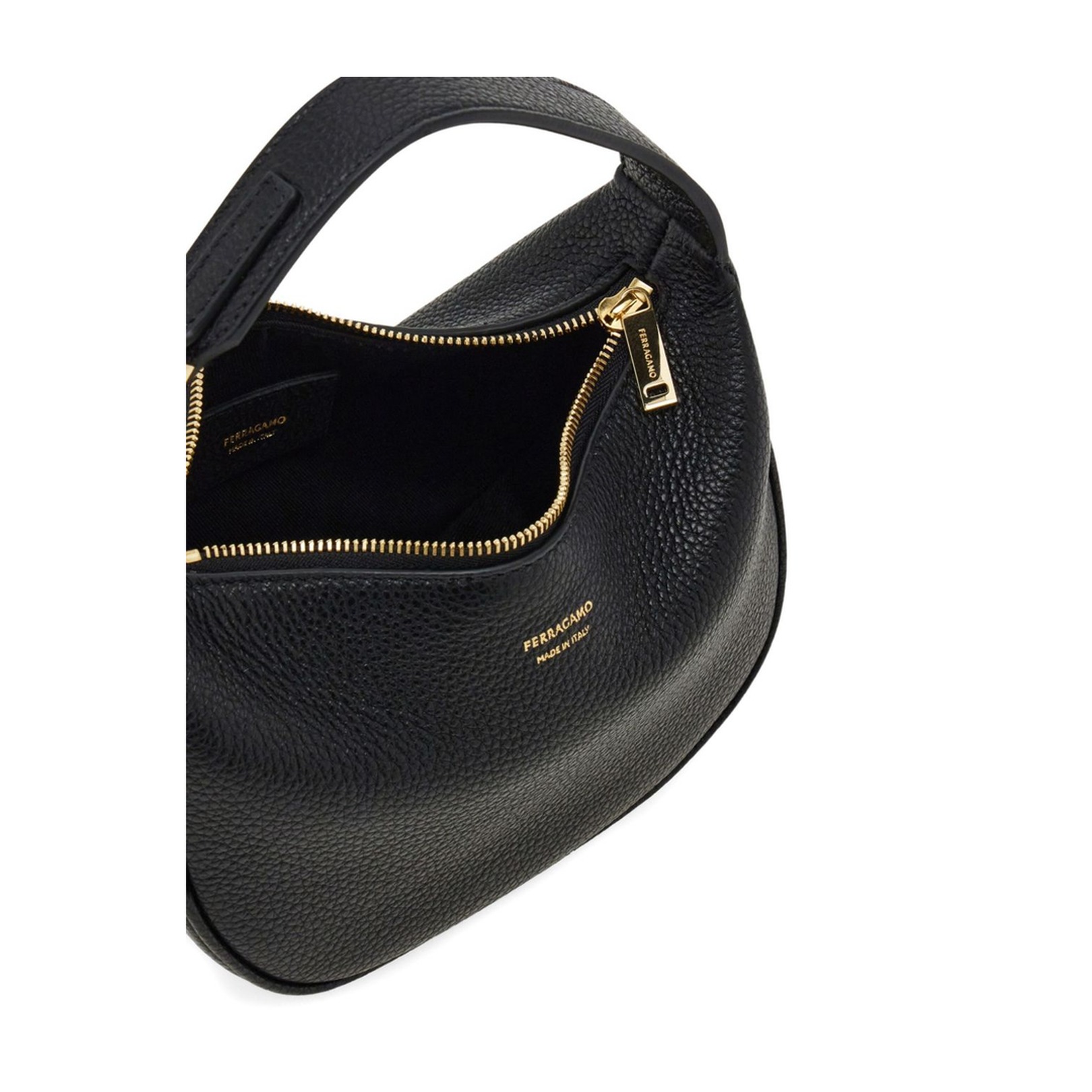 Black Top Zip Fastening Shoulder Bag