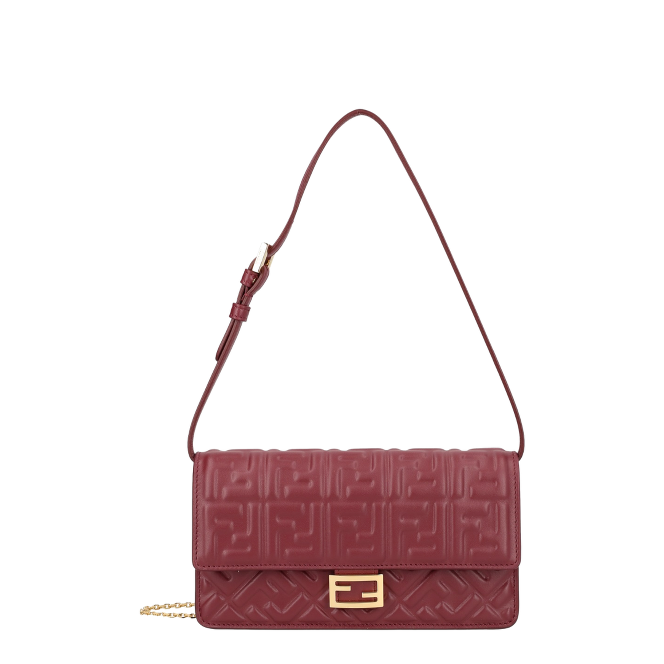 Baguette Wallet On Chain Camelia Nappa Leather - Burgundy