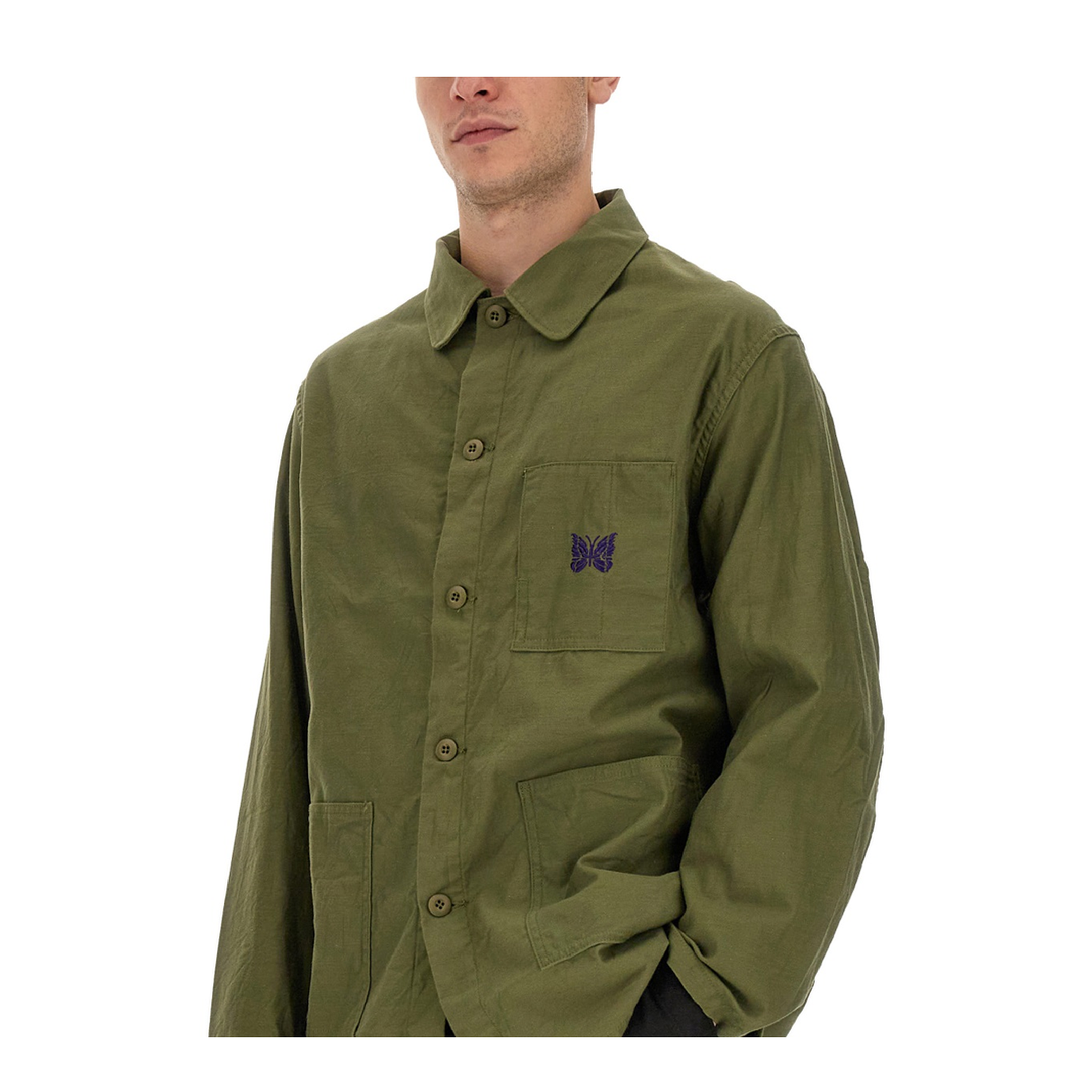 MAYFEYR - Needles - Shirt With Logo Embroidery - MR220BOLIVE