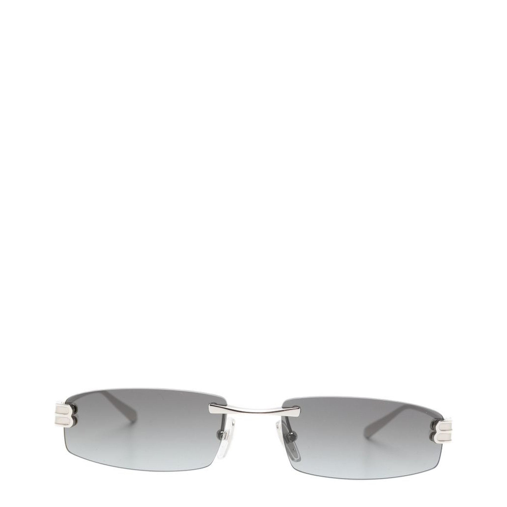 Gossip Rectangular Silver Gradient Grey Sunglasses