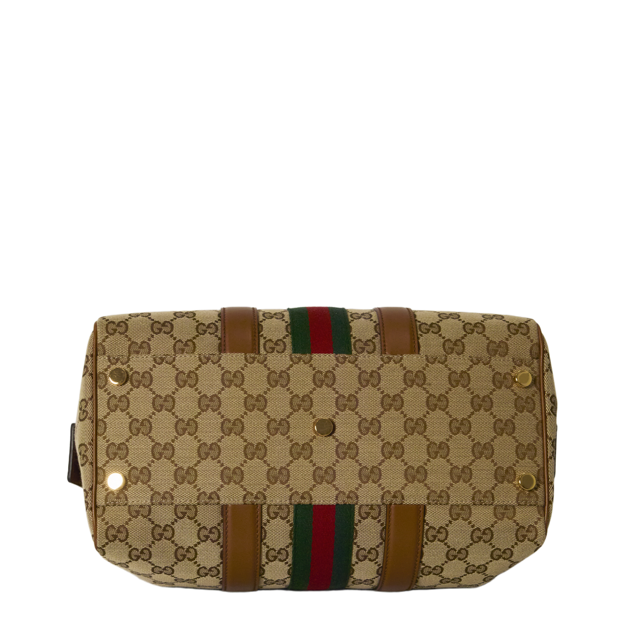 Ophidia Medium GG Canvas Boston Bag - Beige/Brown
