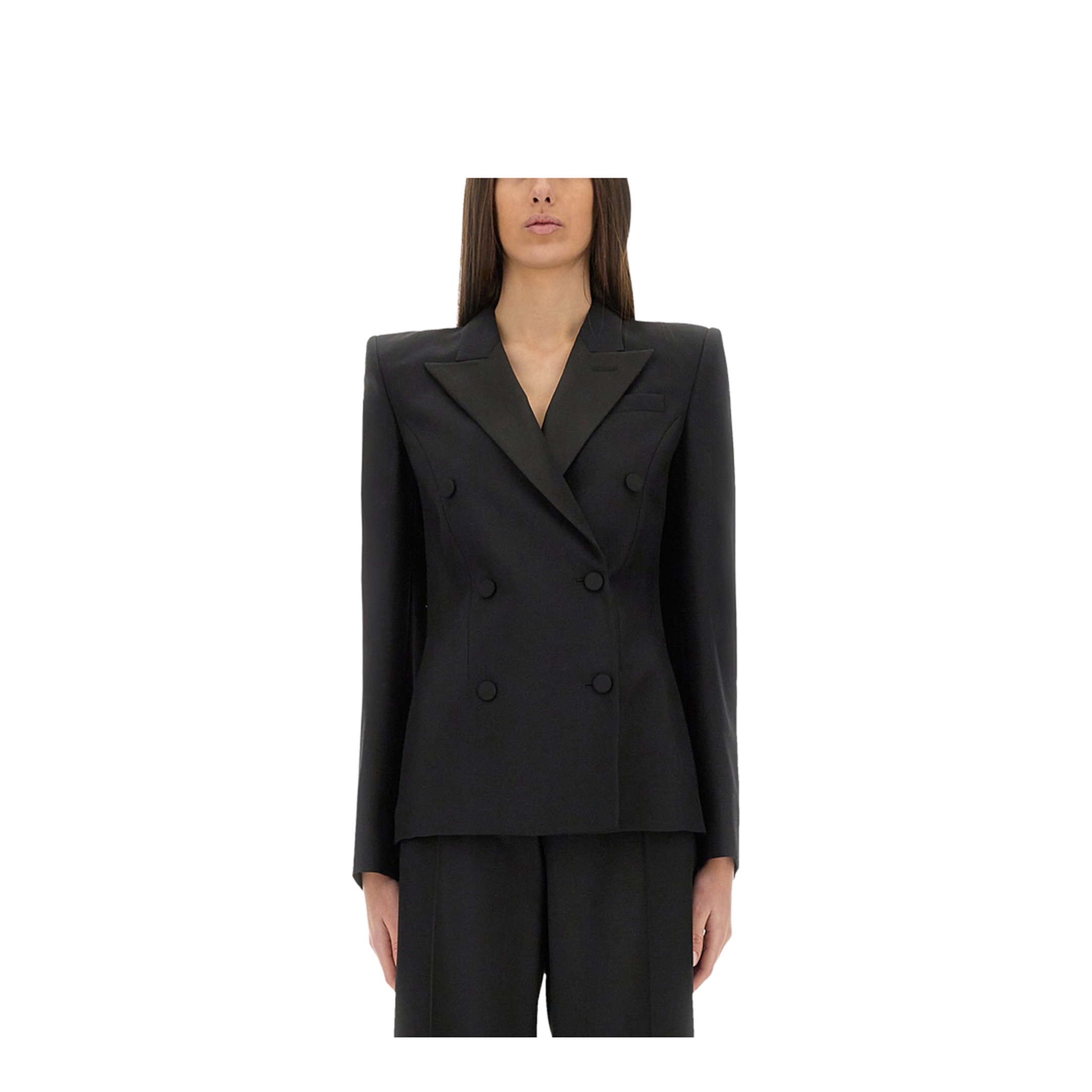 Double-Breasted Jacket with Voluminous Shoulders