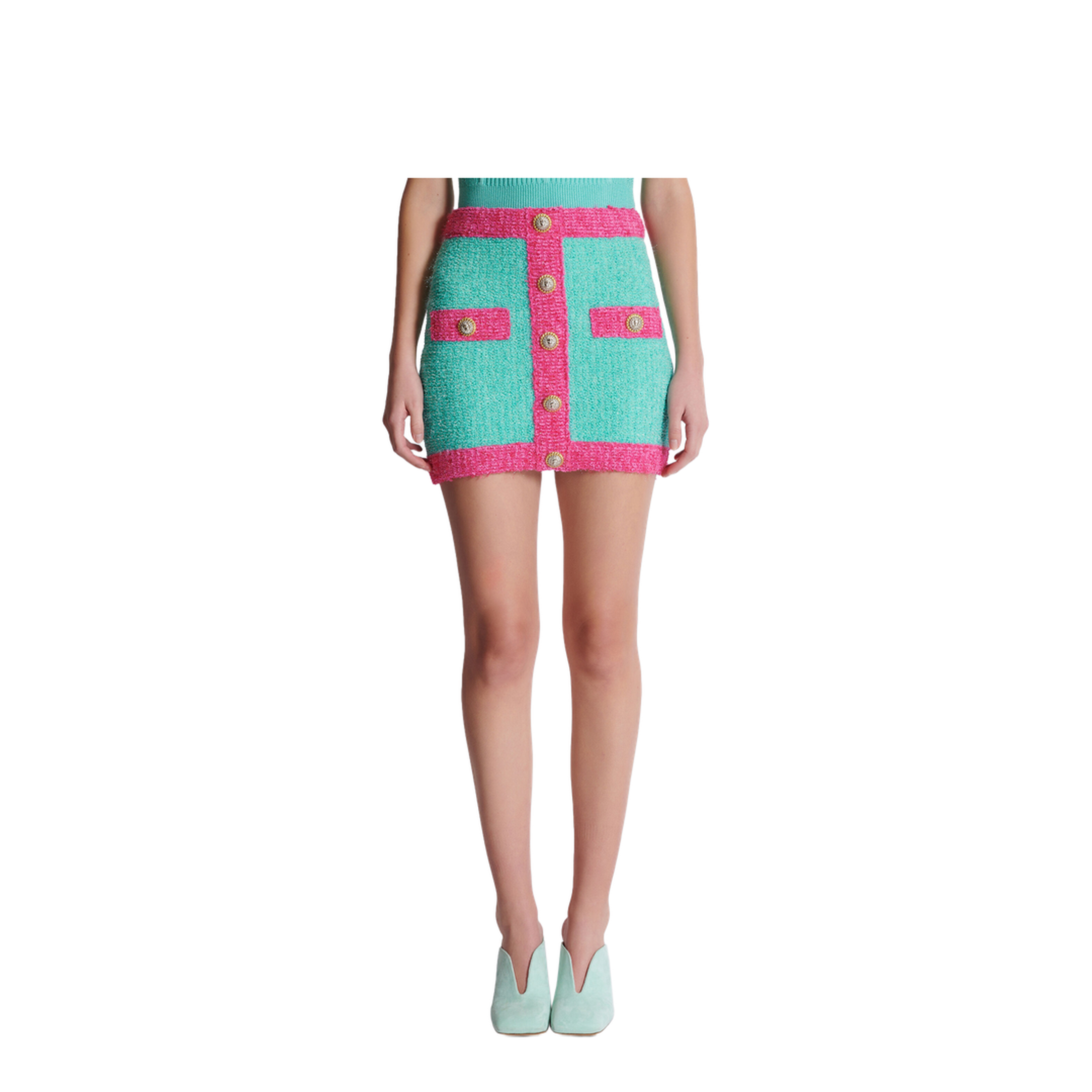 Button Two-Tone Skirt