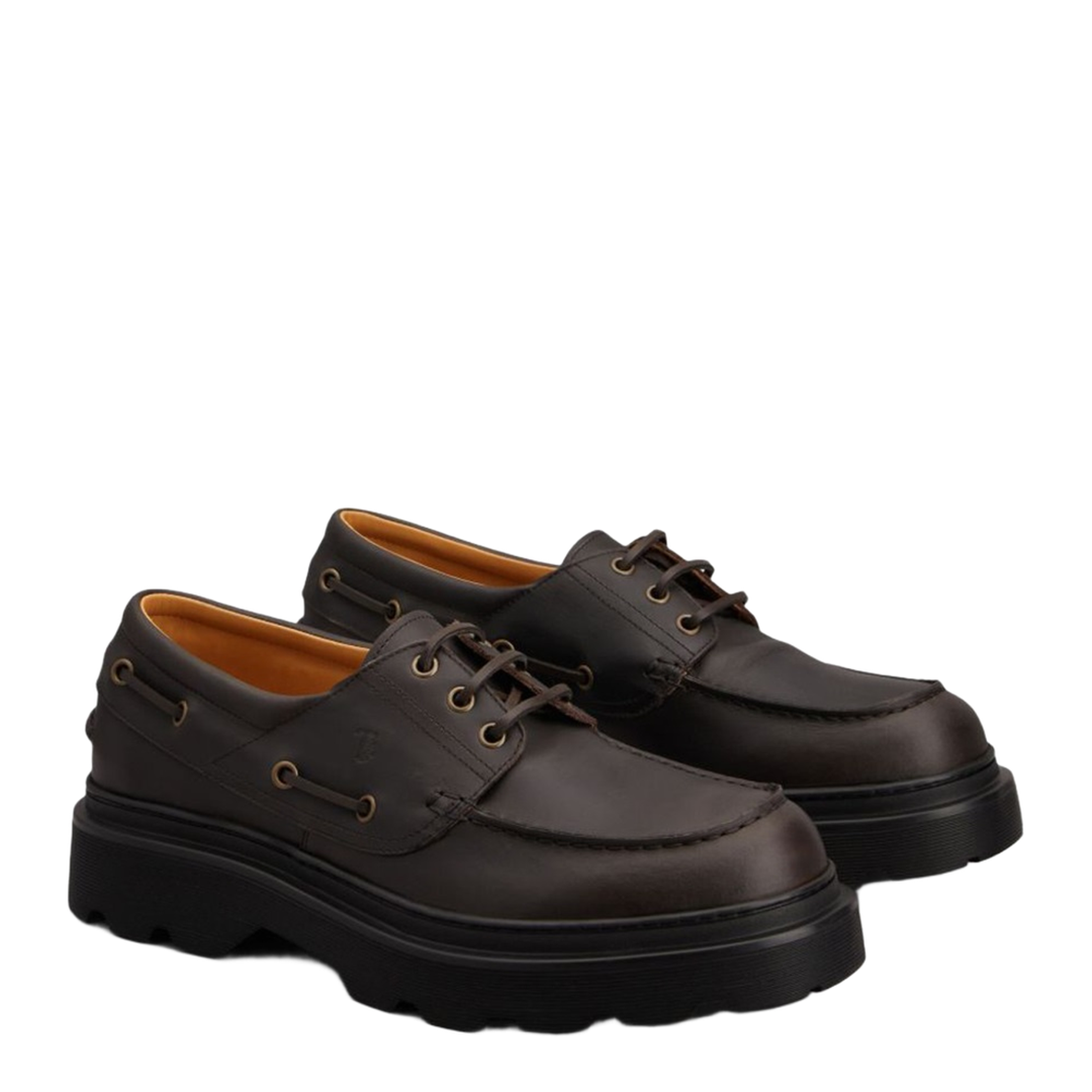 Coffee Brown Front Button Fastening Moc Stitching