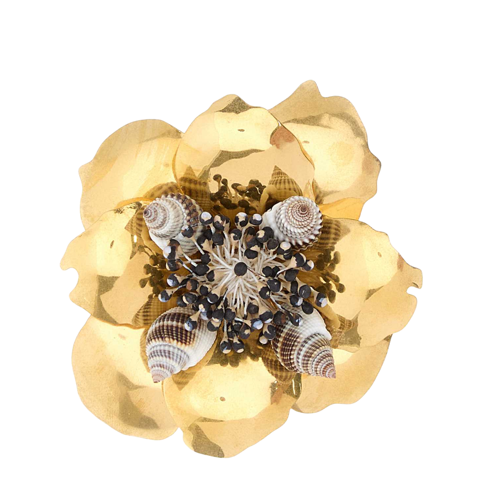 Gold Metal Fleur Lumineuse Brooch