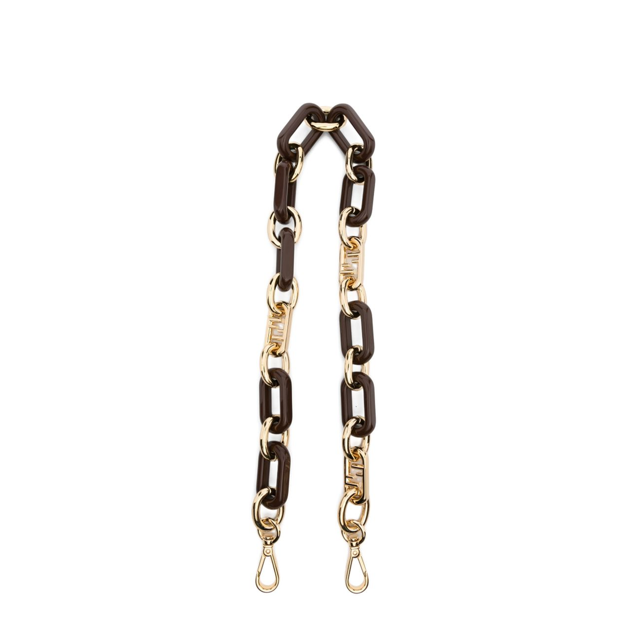 Chain Shoulder Strap - Gold Metal/Brown