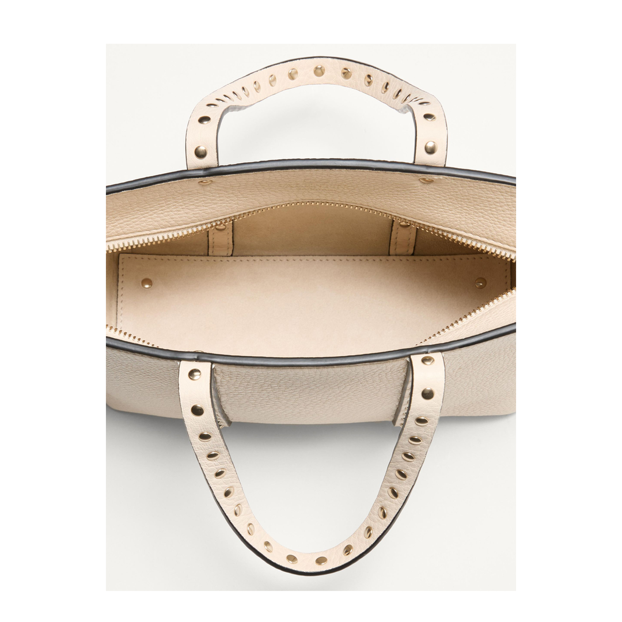 Sand Leather Small Rockstud Shopping Bag