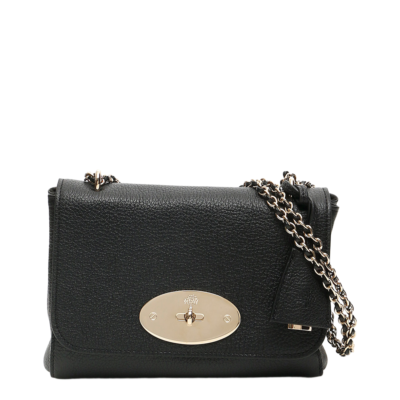 Lily Black Shoulder Bag with Twist Lock Closure