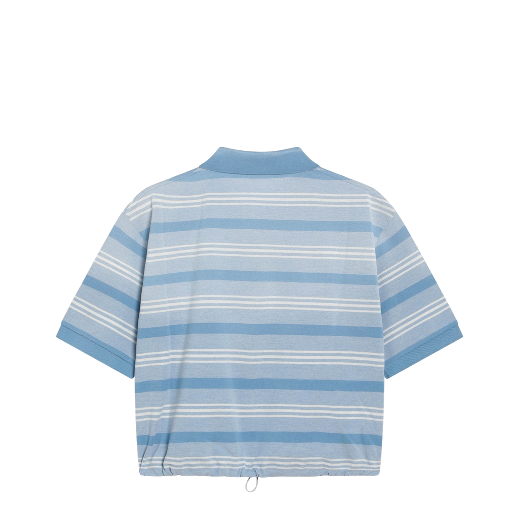 Polo Crop in Striped Piquet Blue