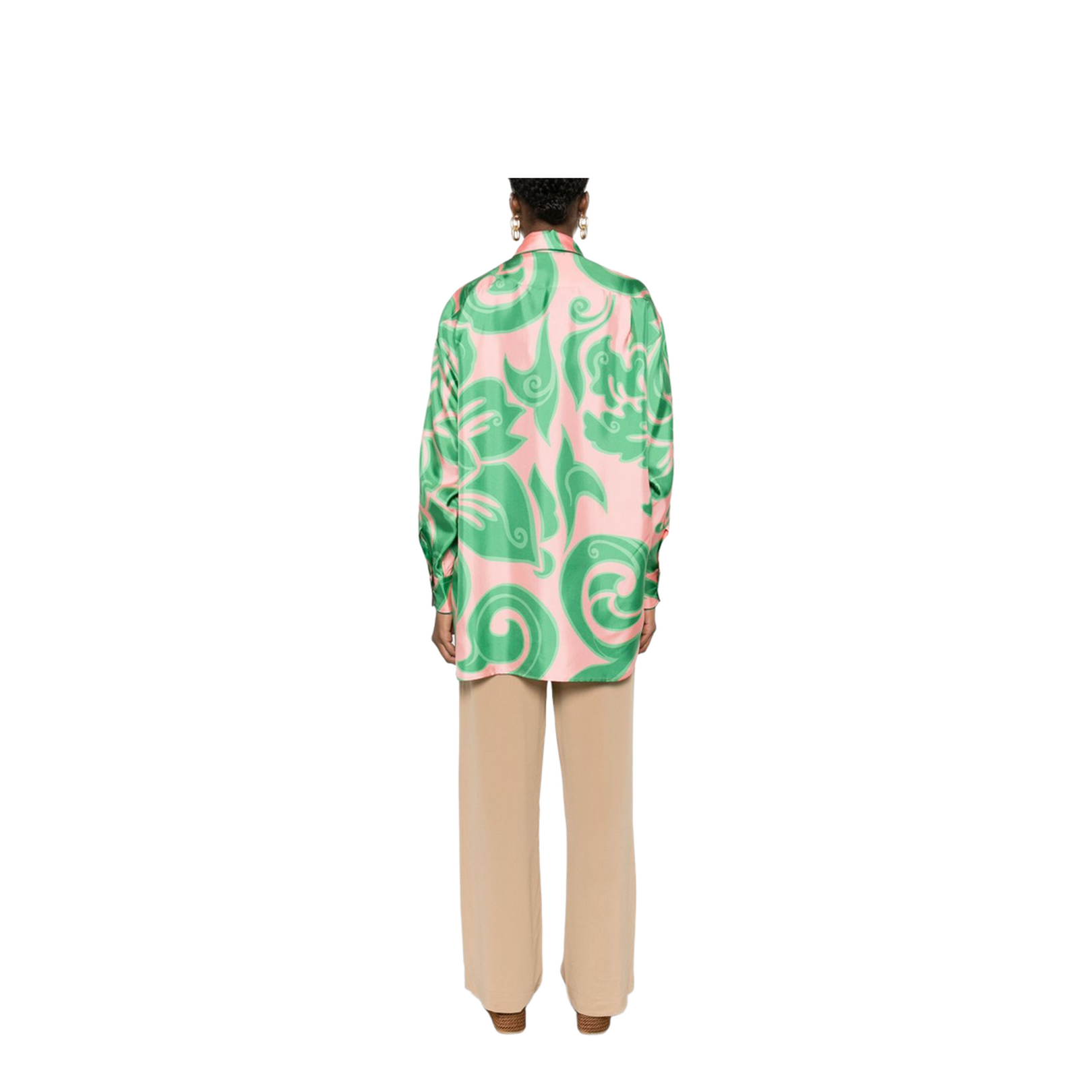Pink Silk And Viscose Pajama-Style Shirt