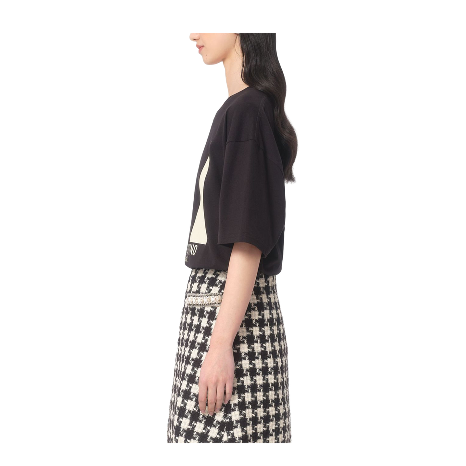 Black Cotton Logo Print T-shirt