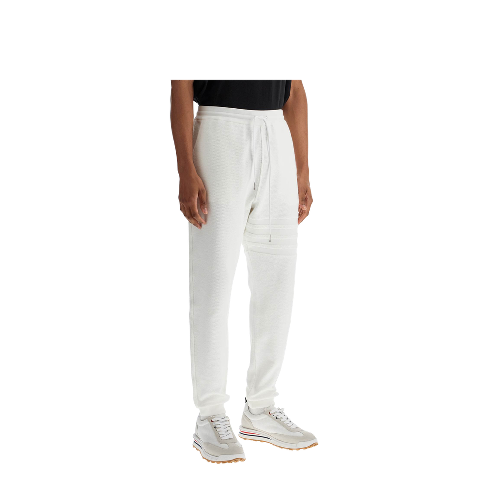 White Cotton Sweatpants with 4 Stripes