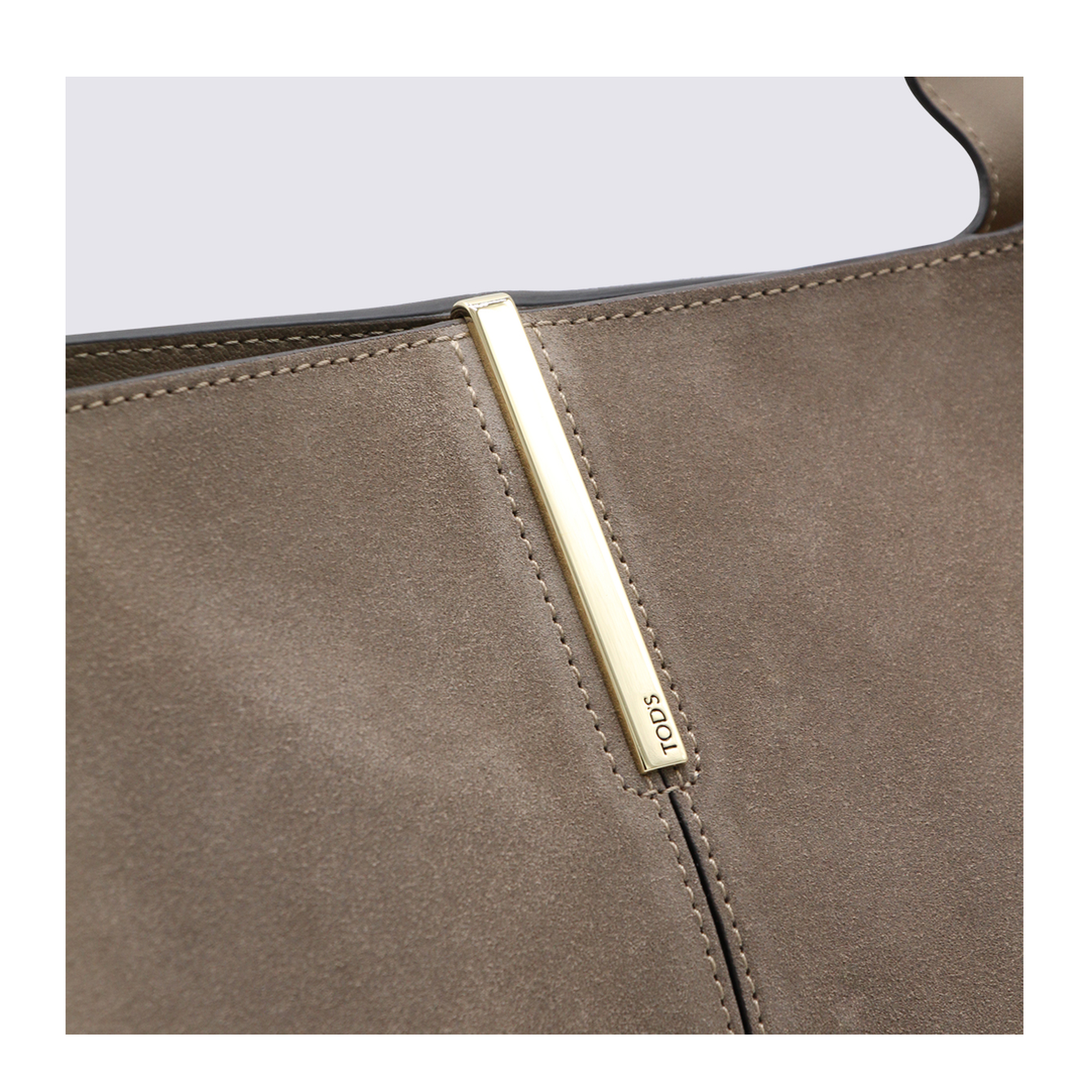Medium Small Suede Shopping Bag - Beige