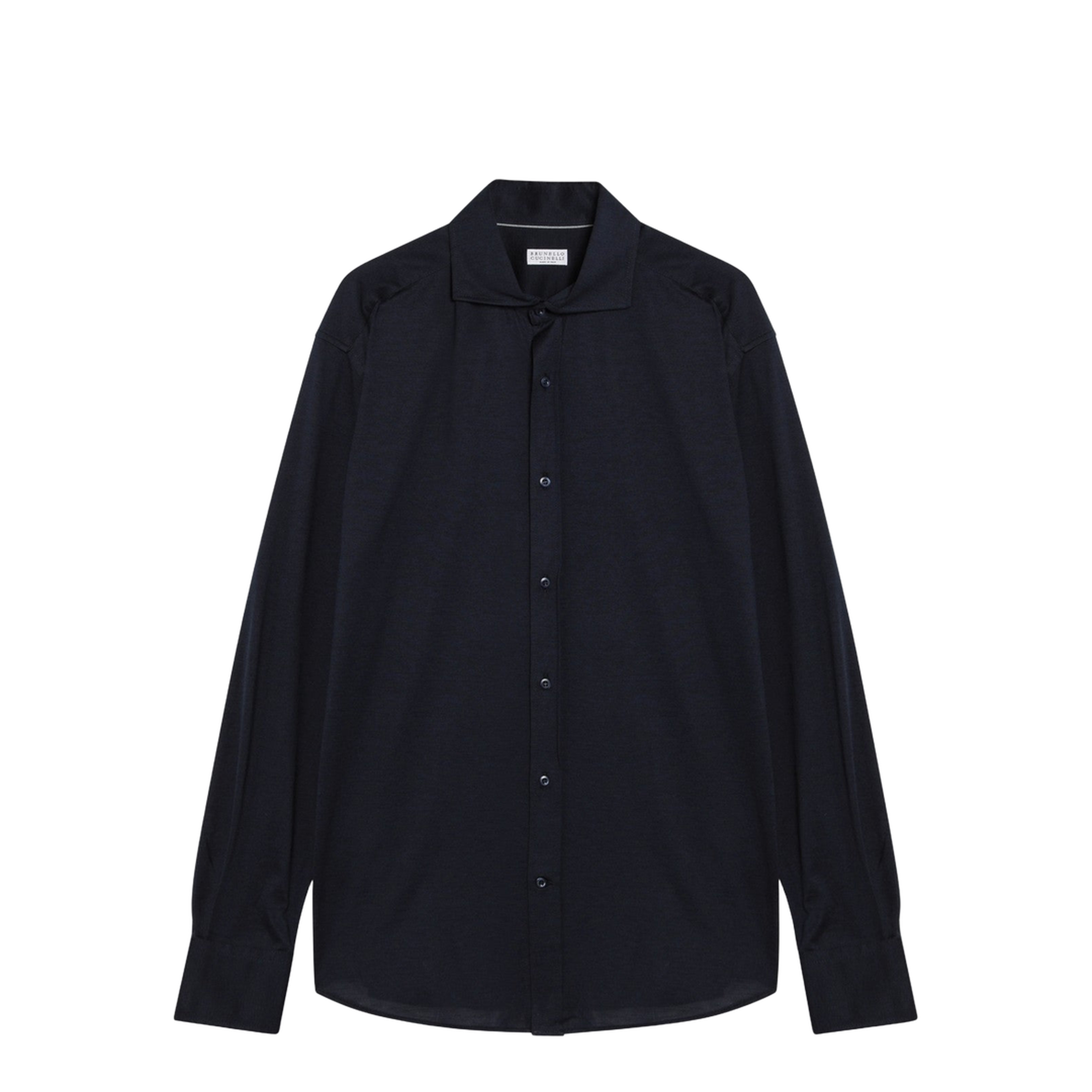 Navy Blue Silk and Cotton Shirt
