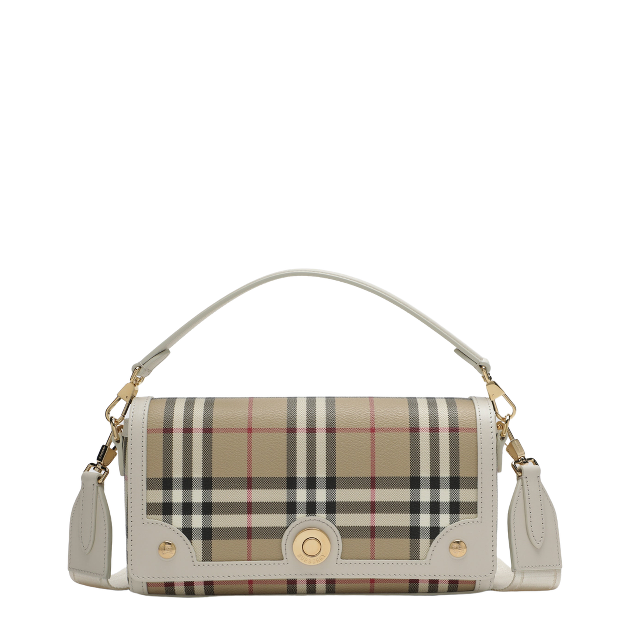 Note Coated Textile Top Handle Bag - Vintage check/soap beige