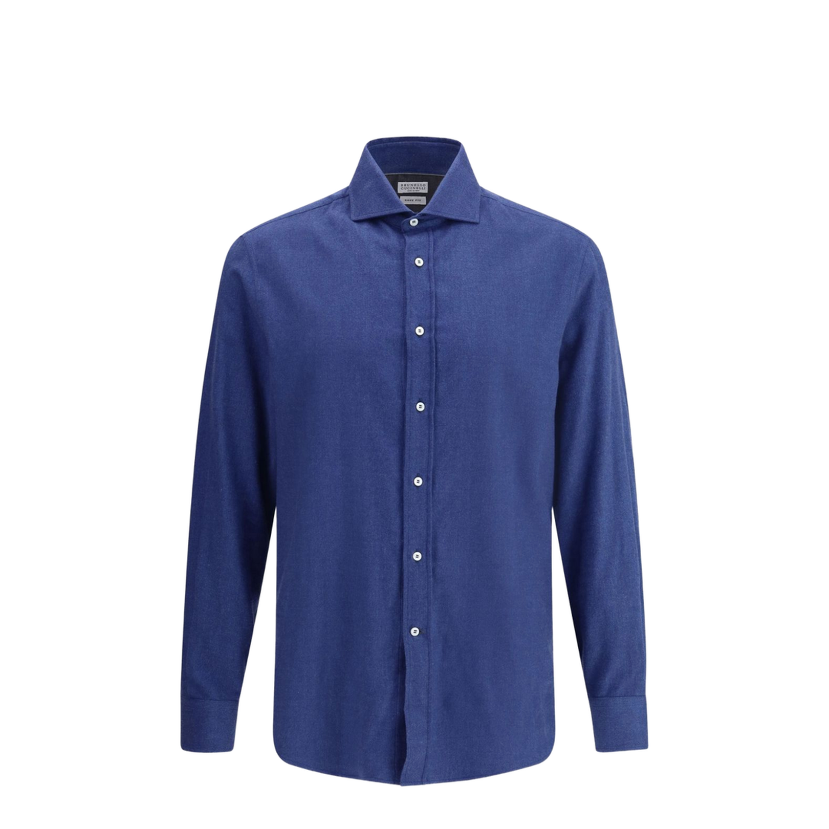 Herringbone Patterned Cotton Blend Flannel Shirt