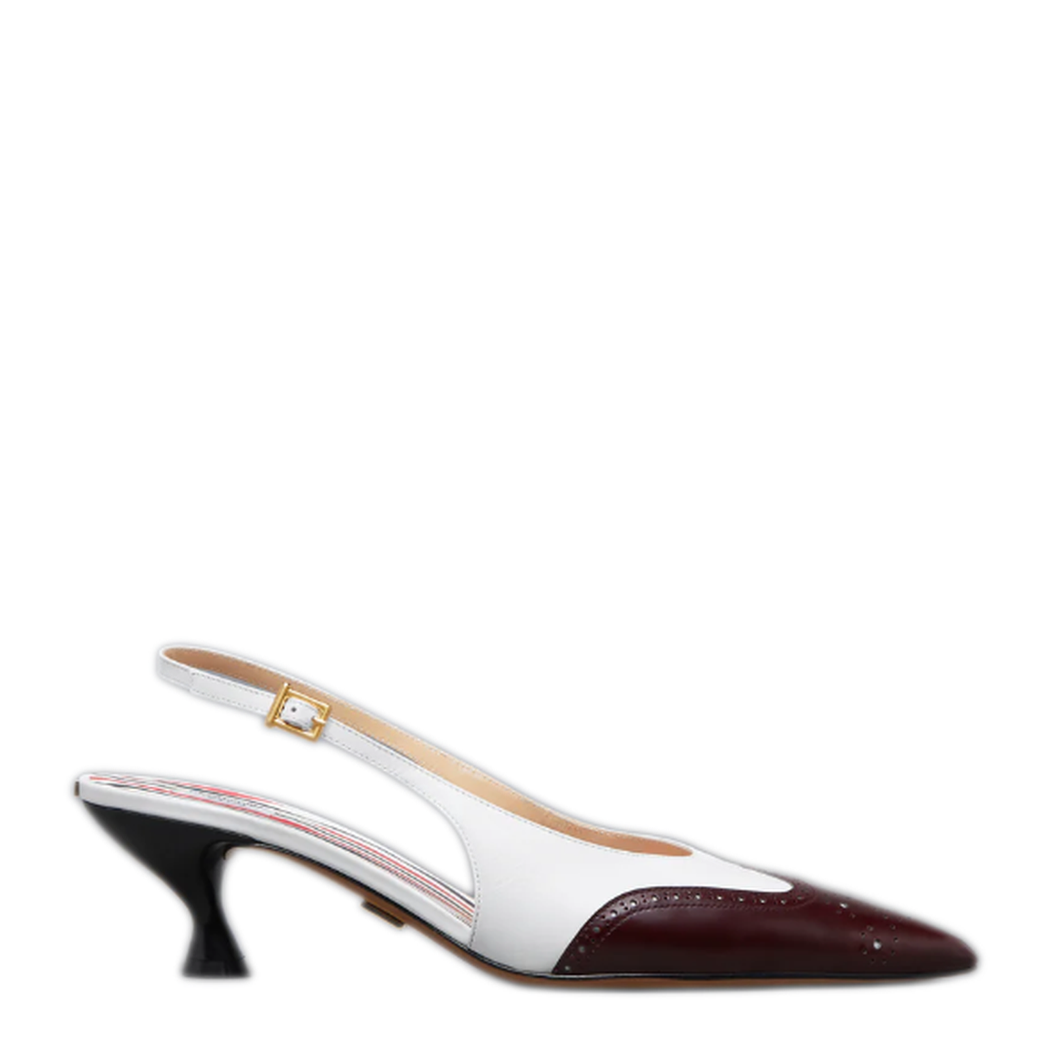 MAYFEYR - Thom Browne - Point Slingback With 50Mm Round Curved Heel In Shiny Baby Calf Leather With Soft Spazzolato - FFI017AL0126612