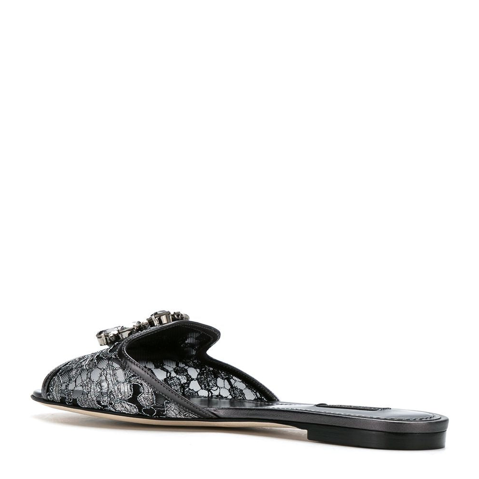 Crystal-Embellished Lace Sandals