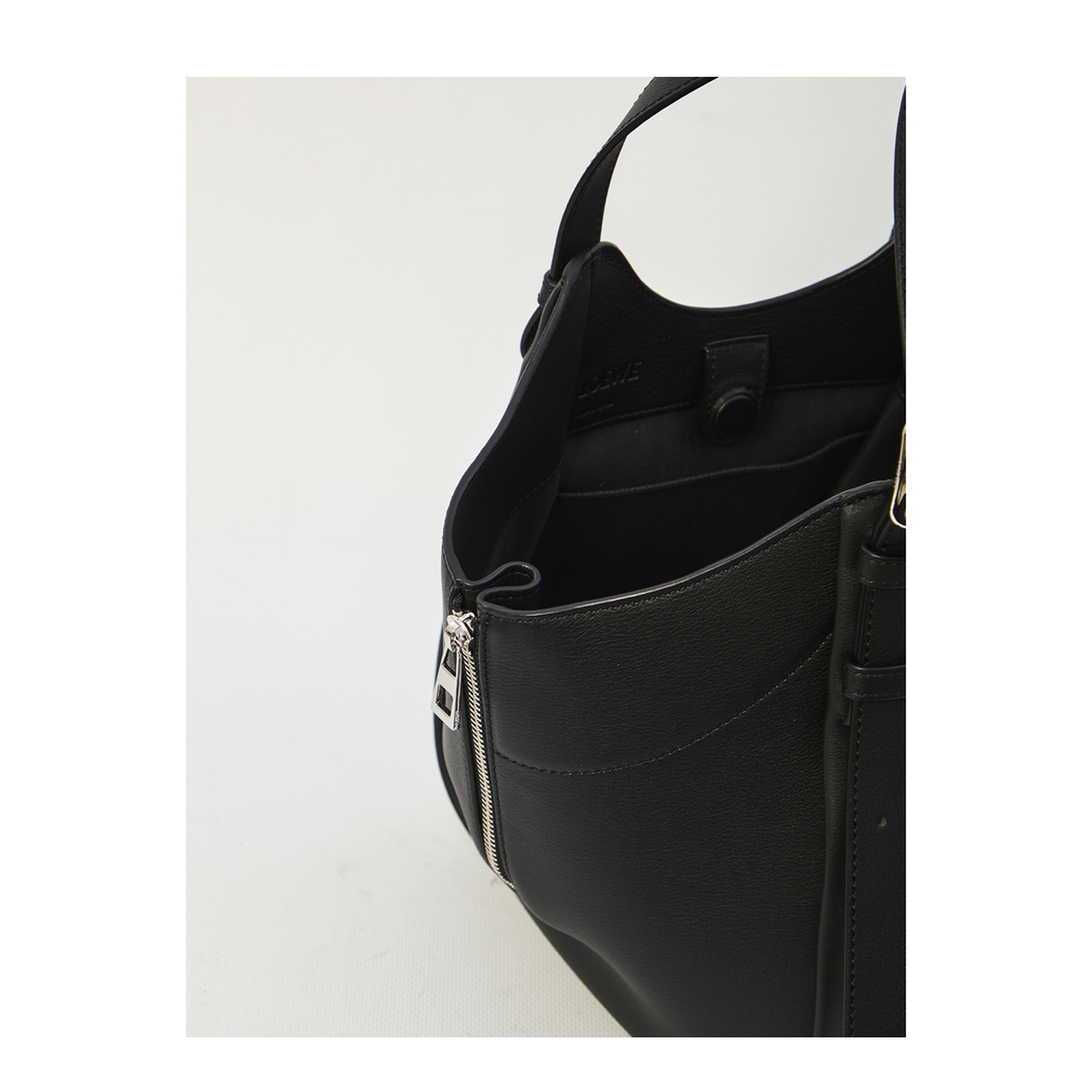 Hammock Flip Calfskin Tote - Black