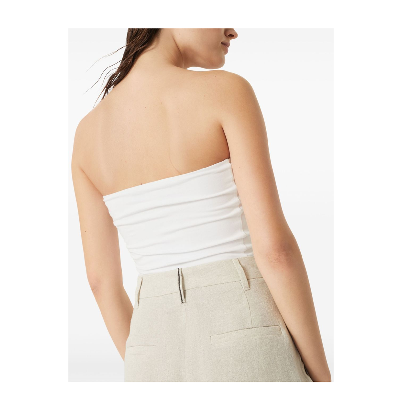 Linen Trousers With Lurex Details In Beige