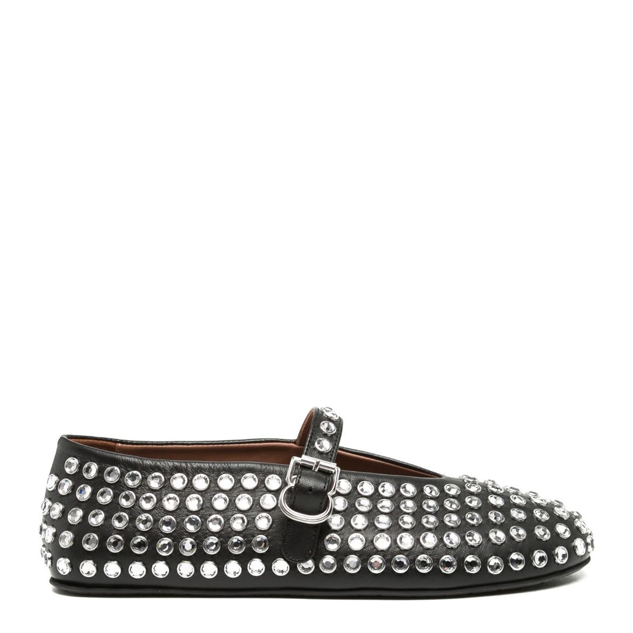 Noir Strass Lambskin Ballet Flats