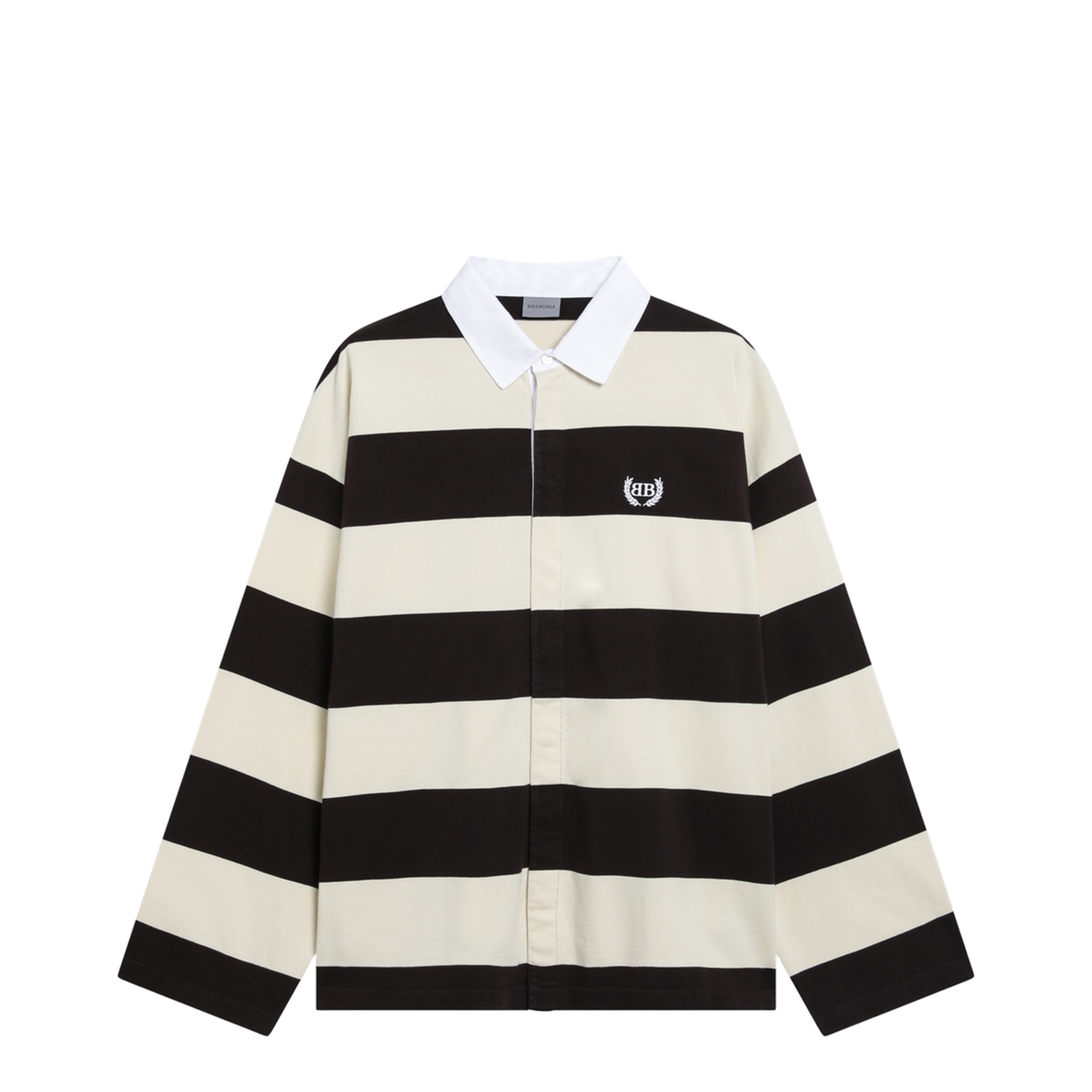 Striped Jersey Polo Shirt in Cotton Brown