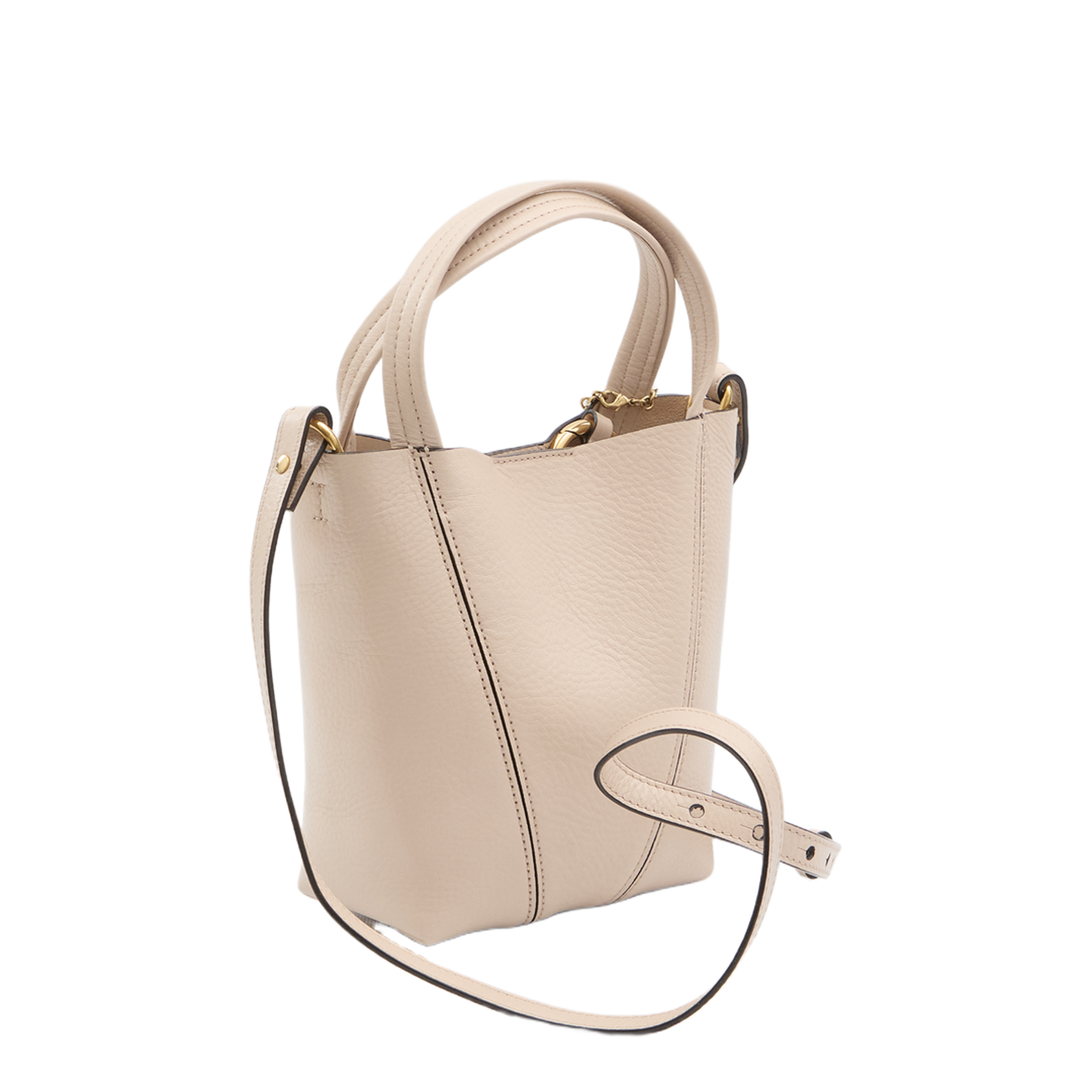 Spin Small Grained Leather Tote - Cement Pink