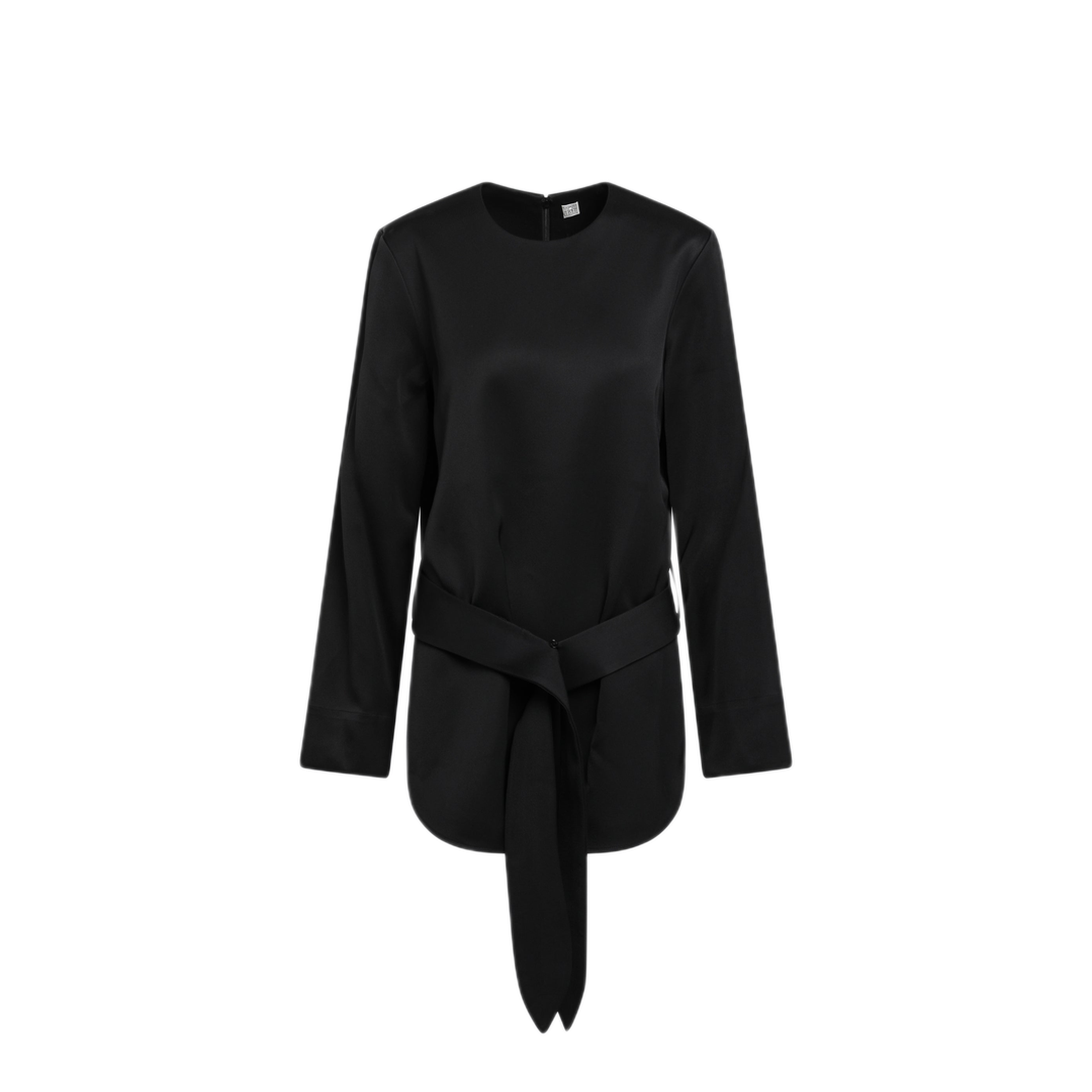 MAYFEYR - Toteme - Heavy Satin Tunic With Belt In Black - 263-WRT0763FB0671001