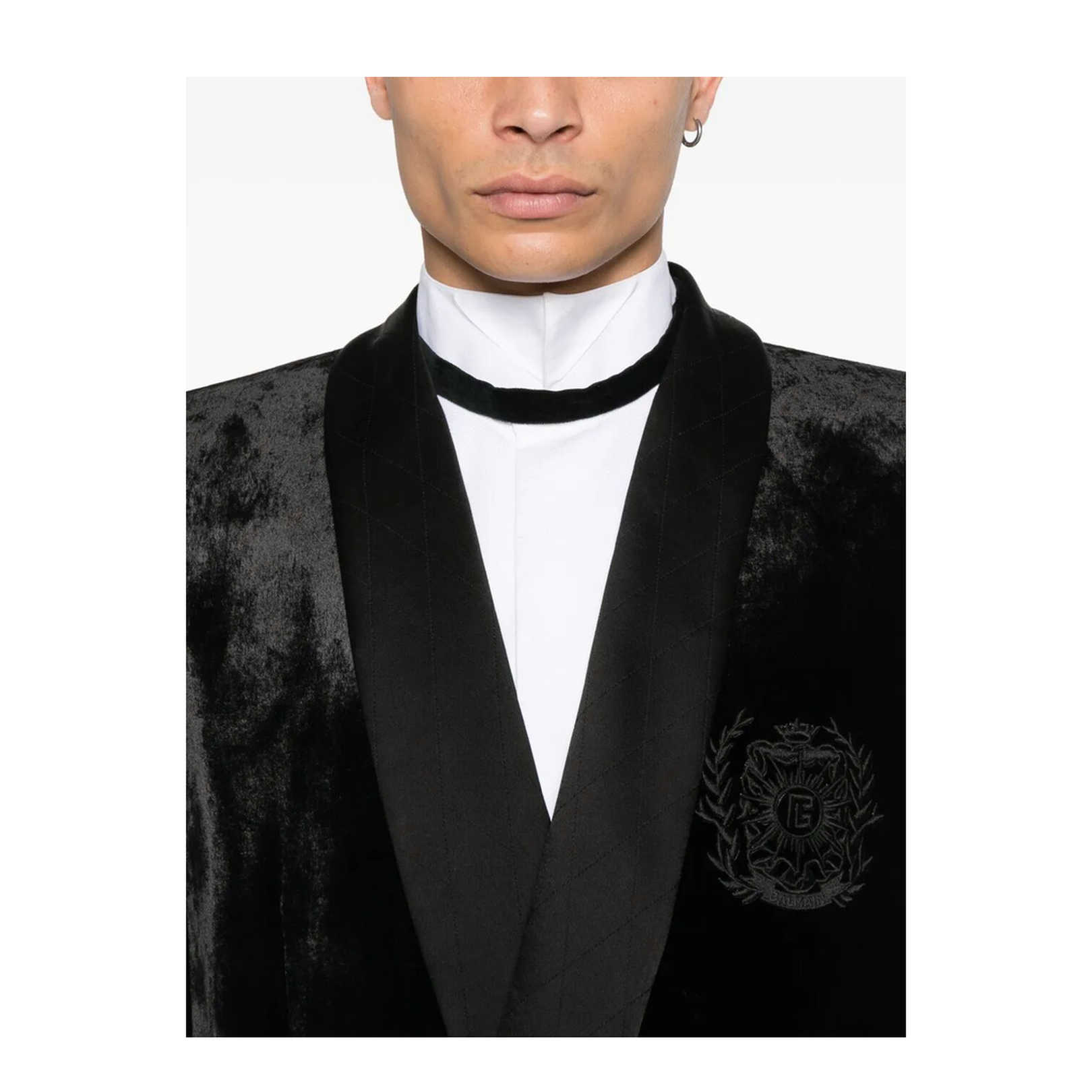 Velvet & Satin Side Belted Jacket with Tassel