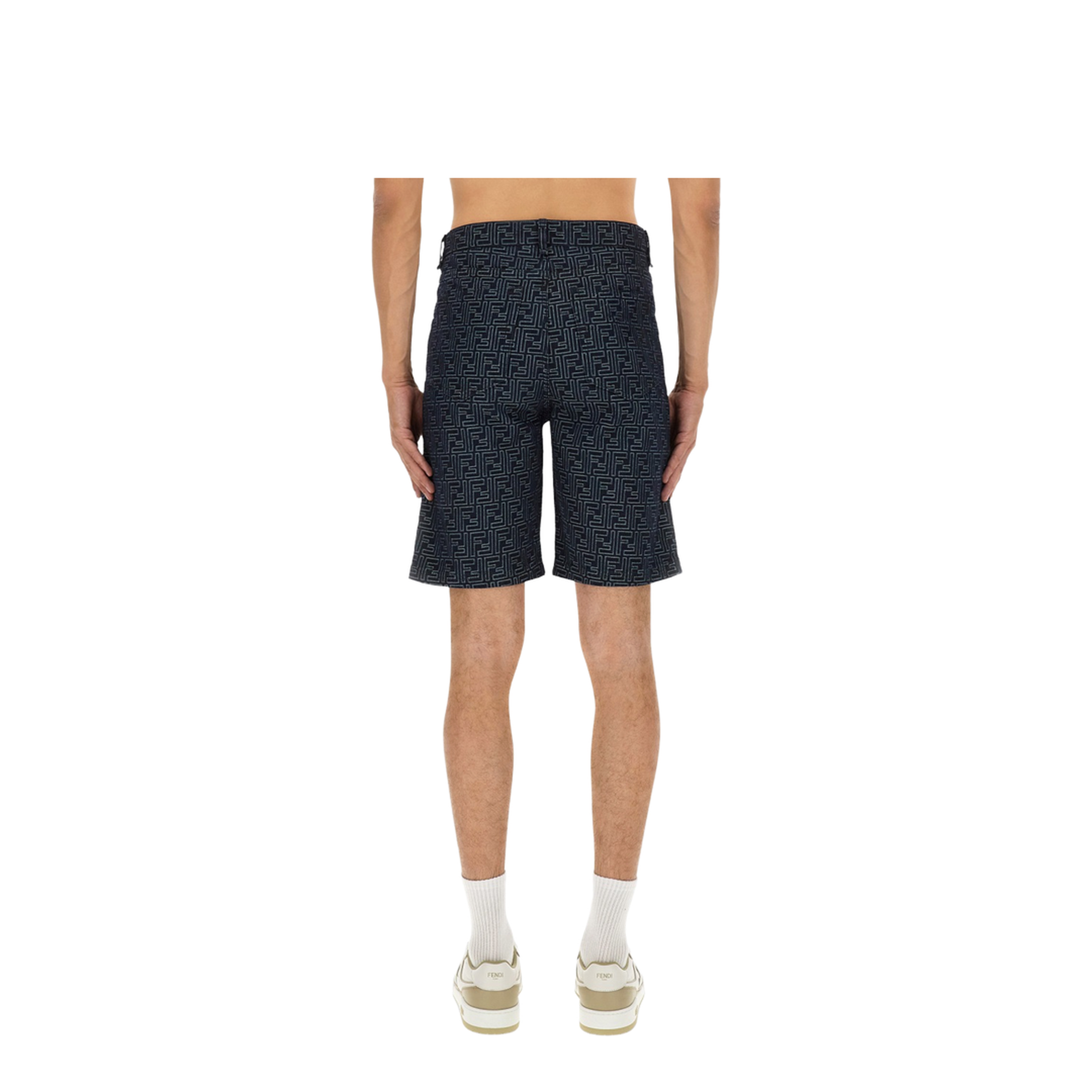 Jacquard FF Blue Denim Shorts