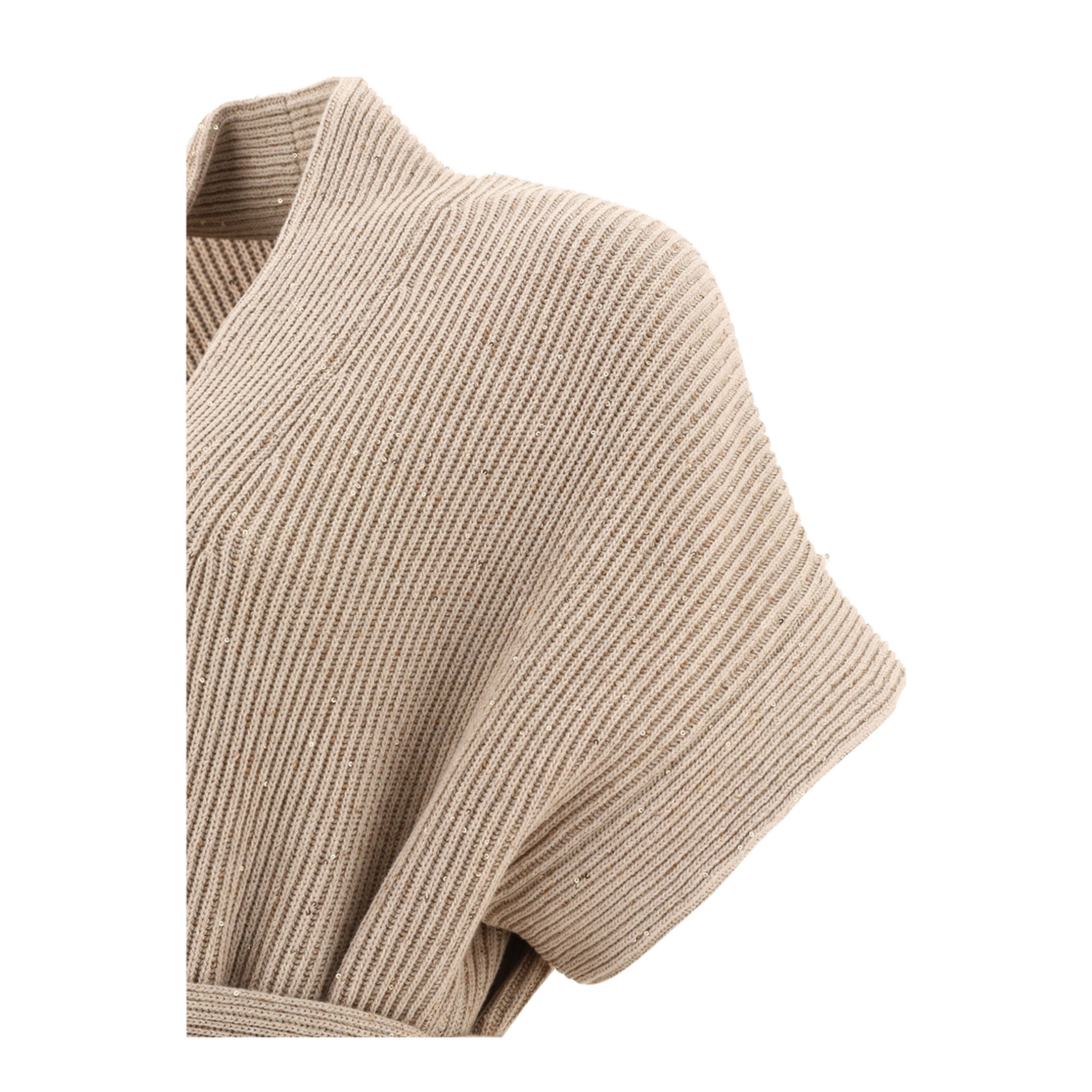 Cotton Diamond Yarn English Rib Cardigan Beige