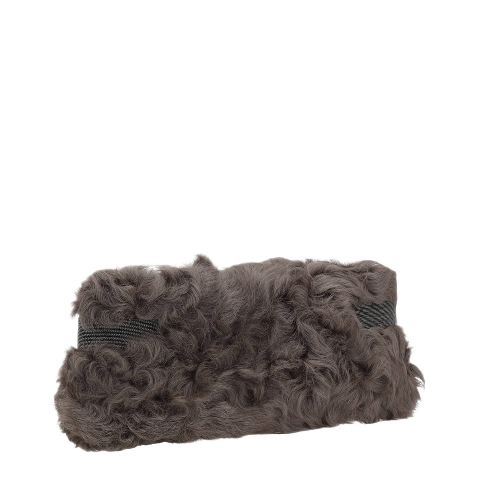 Essence Pouch Bag in Wavy Shearling with Precious Bands