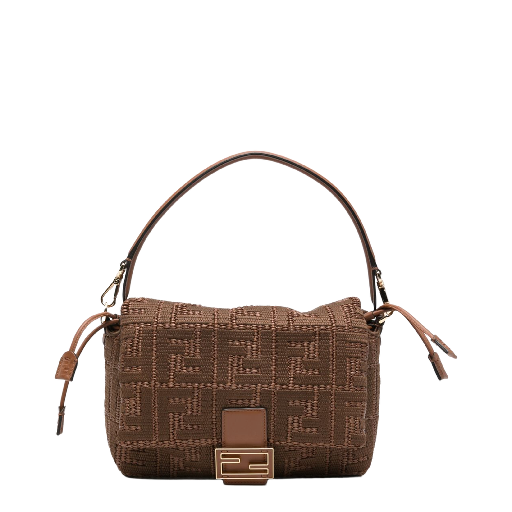 Mamma Baguette Medium Raffia-Effect Shoulder Bag - Sellier Brown