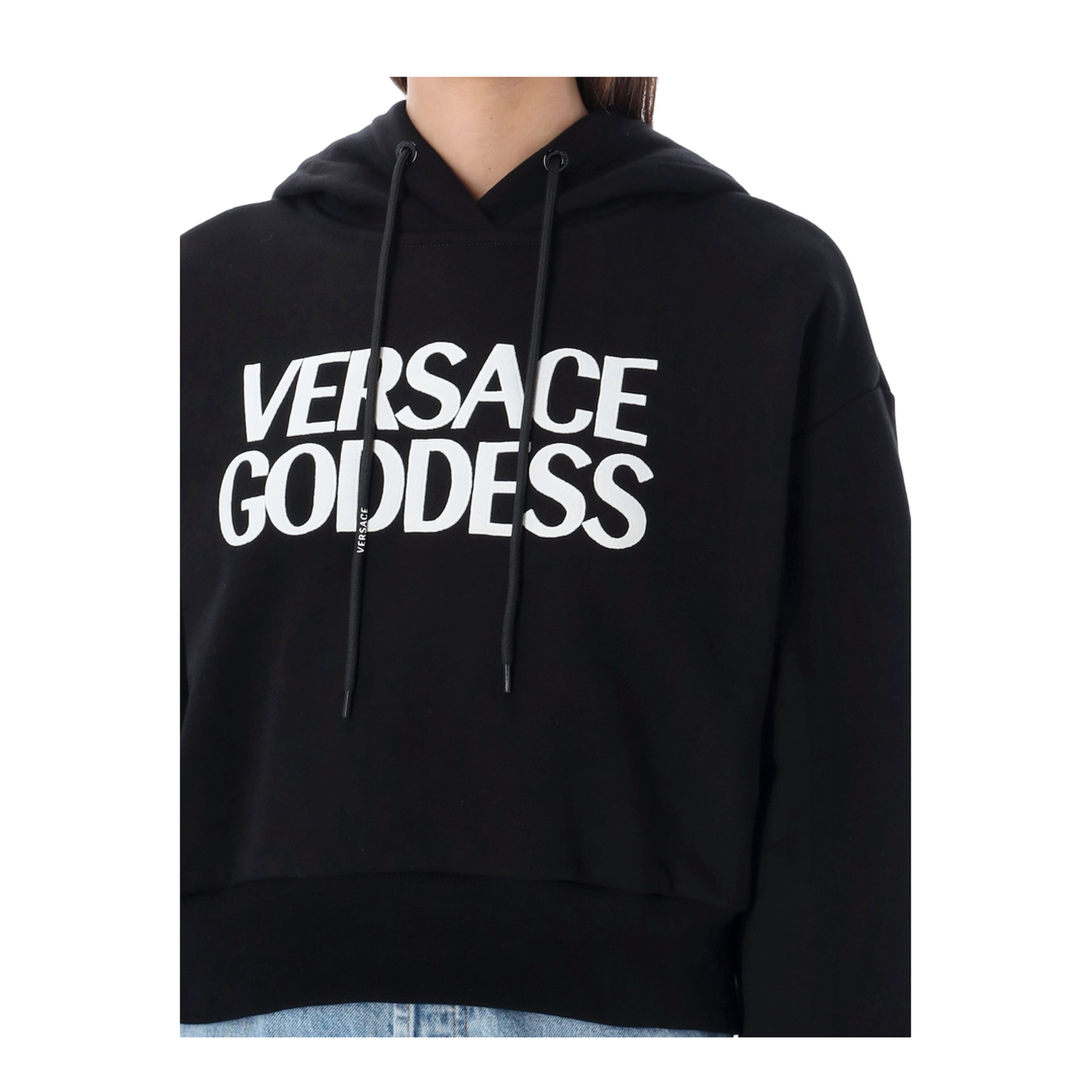 Crop Fit Cotton Sweatshirt In Black
