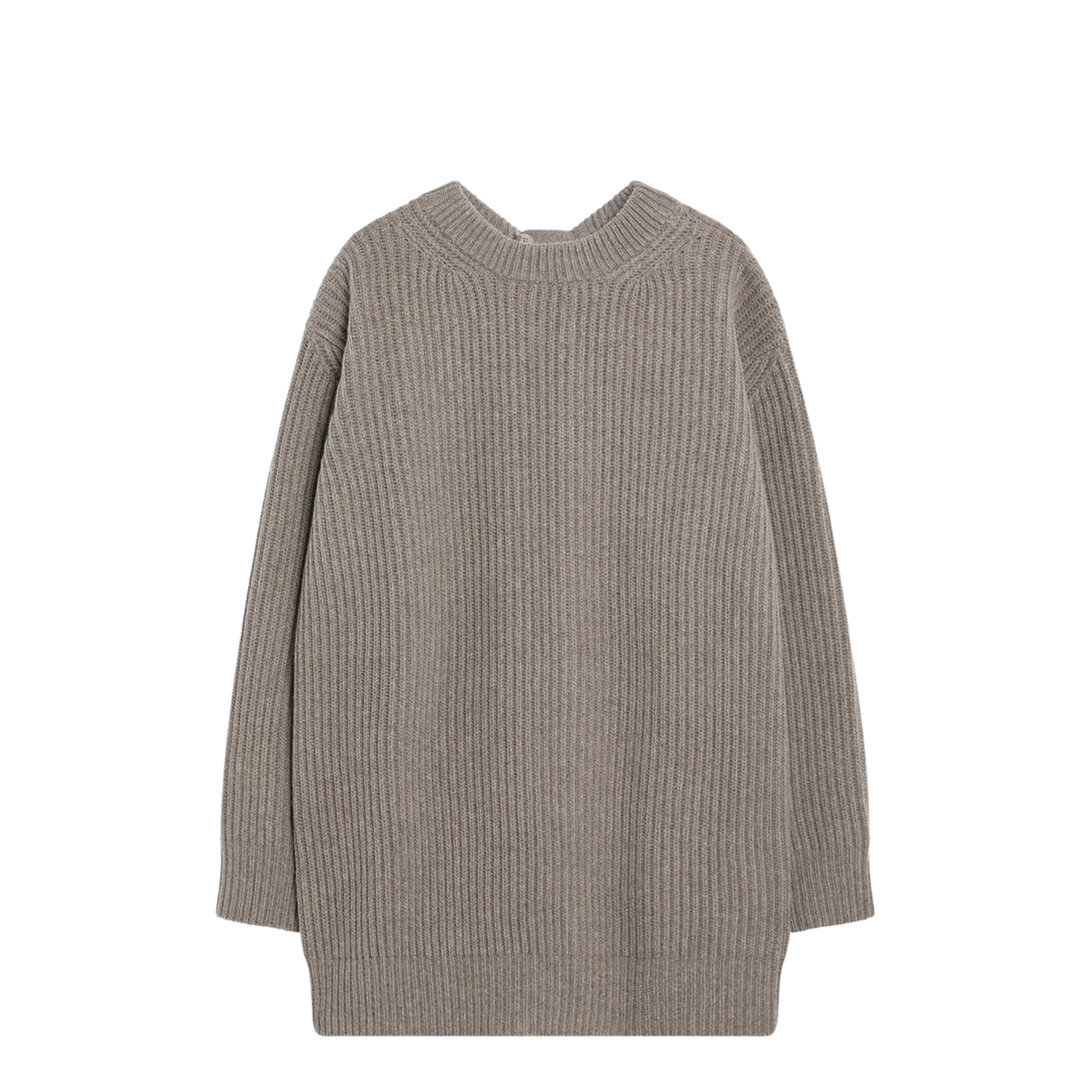 Oversized Beige Ribbed Sweater
