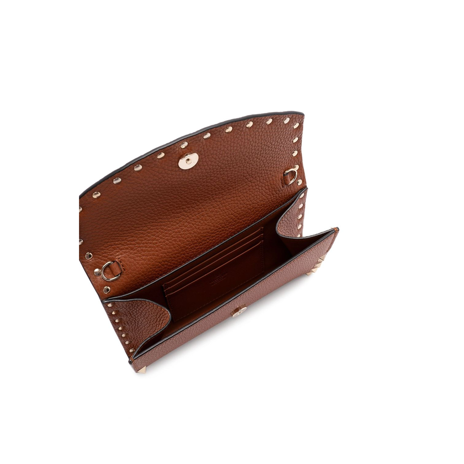 Rockstud Leather Wallet on Chain
