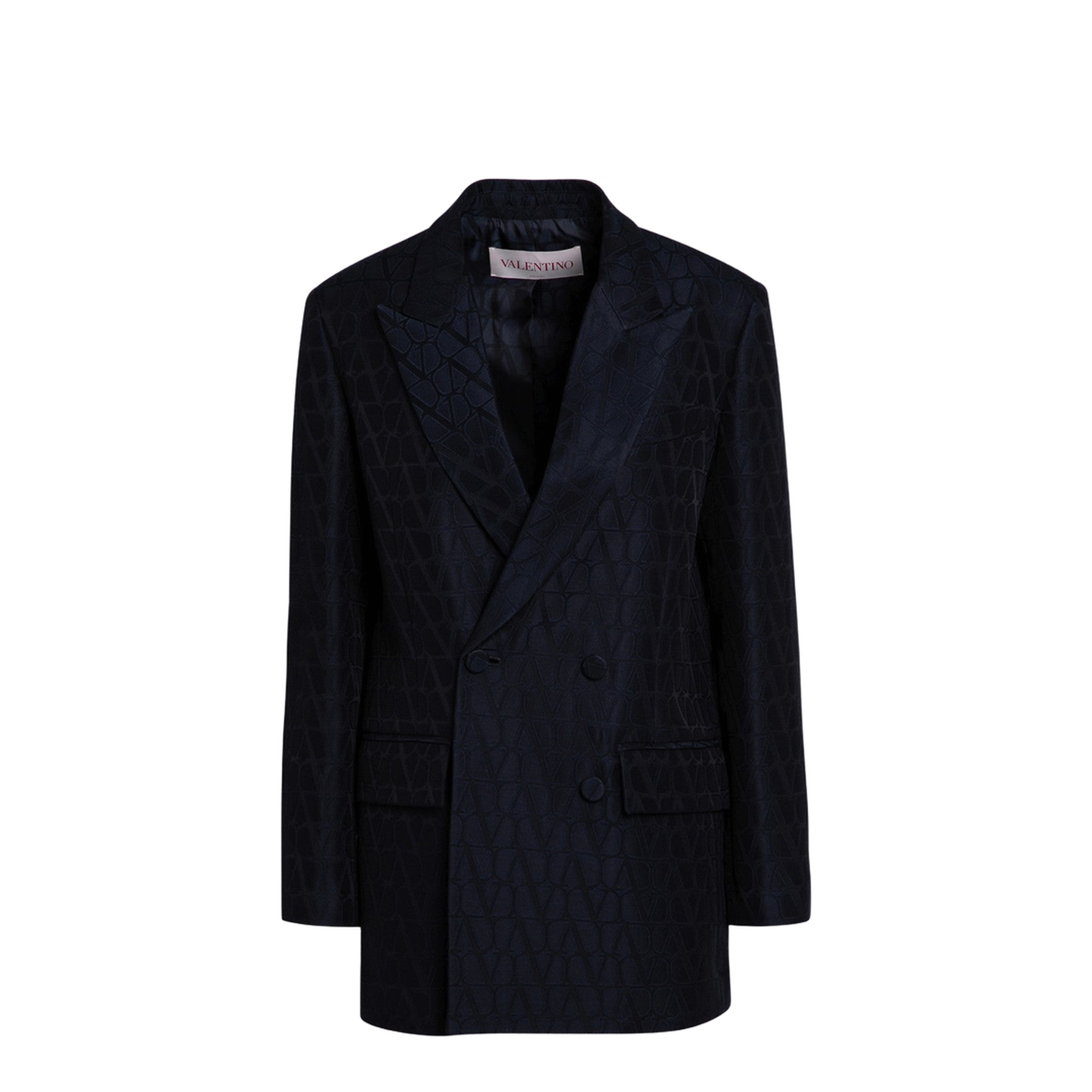 MAYFEYR - Valentino - Navy Blue Double-Breasted Jacket Toile Iconographe - 5B3CE3K08G5598